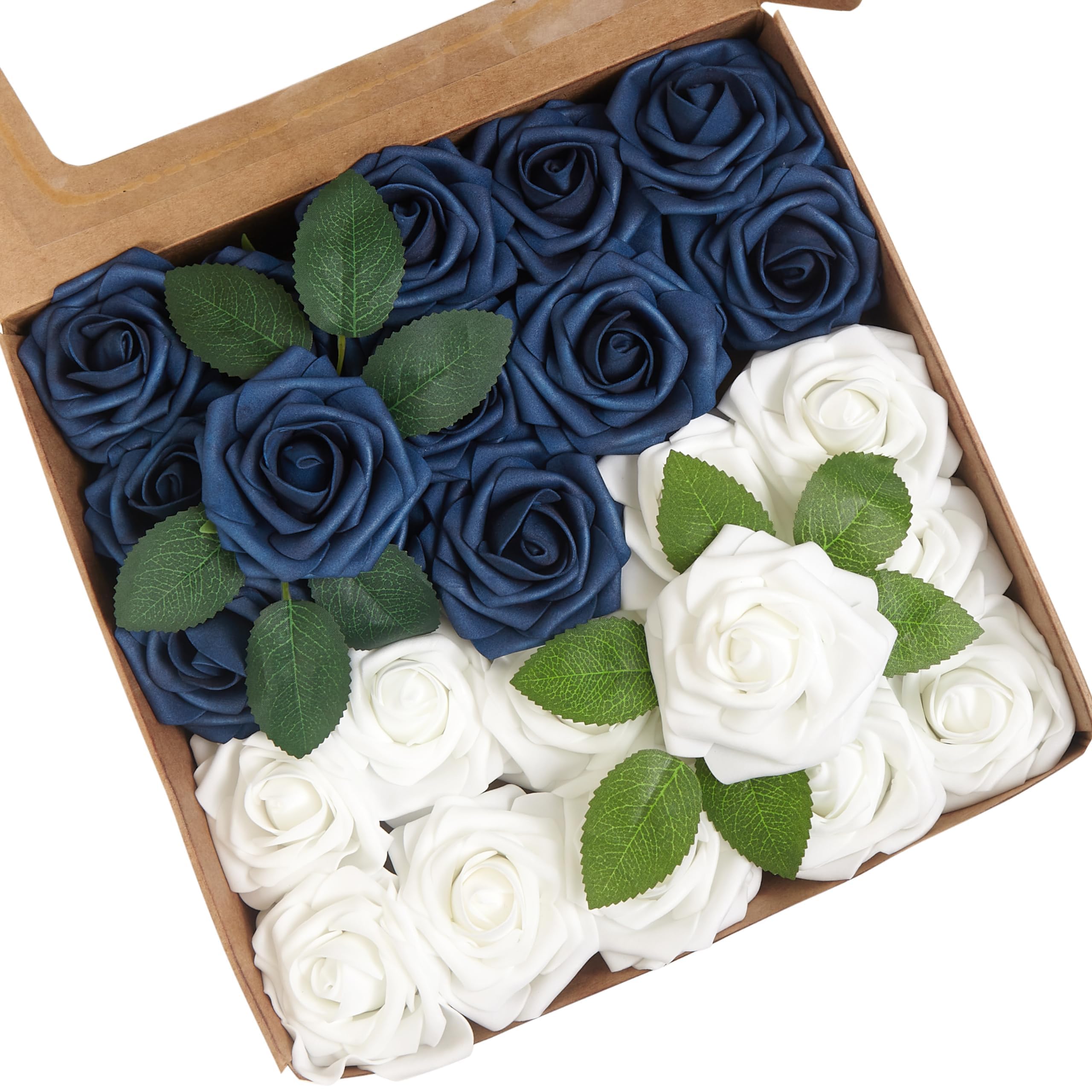 Artificial Flowers, 50pcs Blue and White Artificial Rose for Wedding — image 1