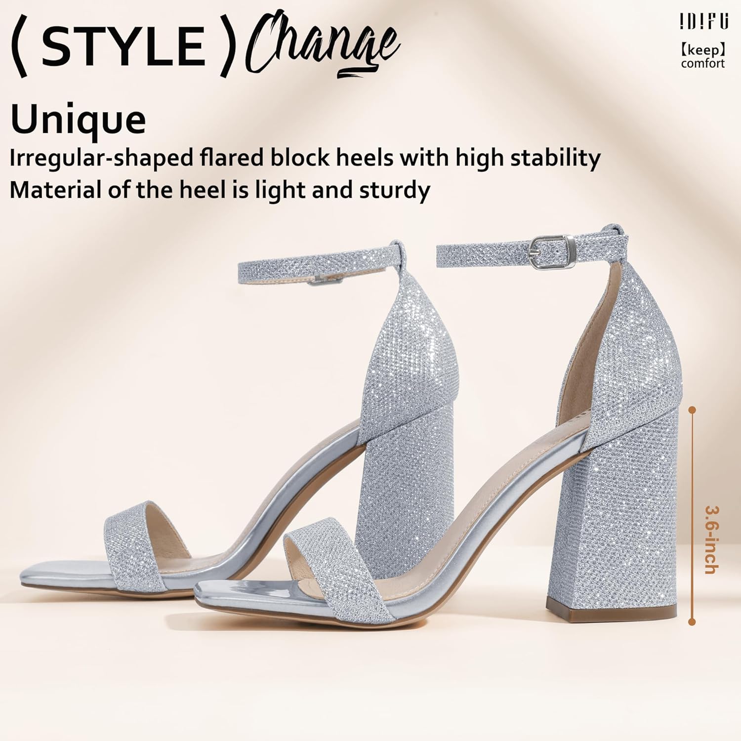 IDIFU IN3 Chunky Block Heels Wedding Party Dress Heeled Sandals - Image 4