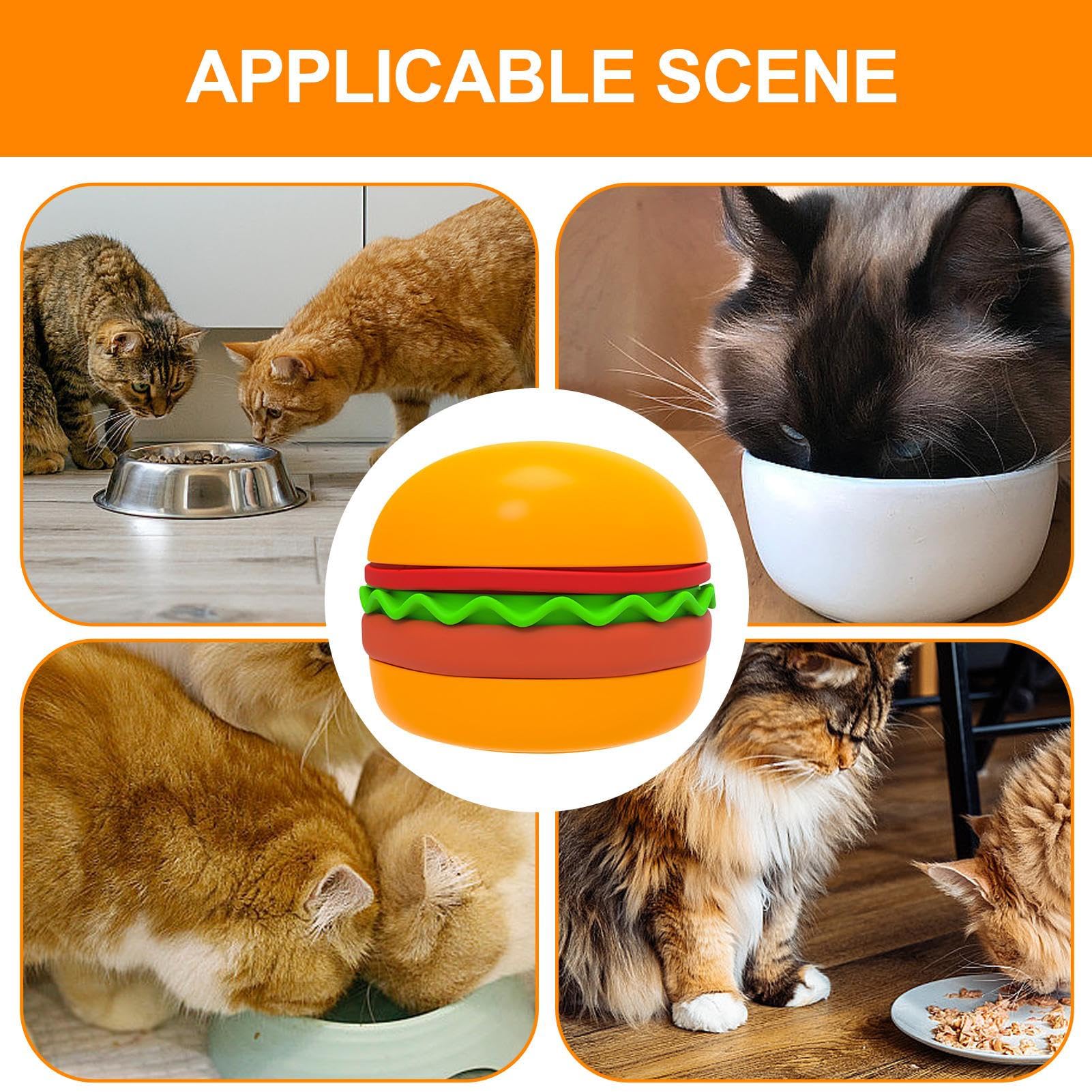 Mangiatoia lenta per gatti | Mangiatoia lenta per cani per cibo umido | Design hamburger Bloat Anti soffocamento Dispenser interattivo antiscivolo Entertainment cibo