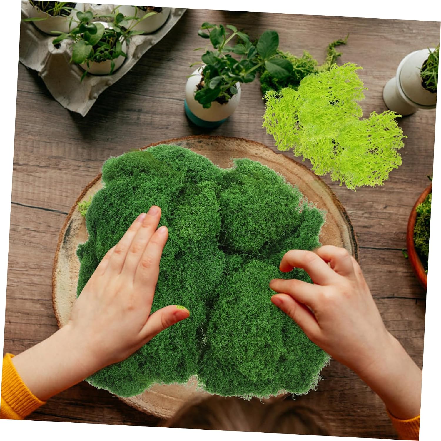 Fake Moss for Crafts, Green Silk Floss, Decorative
