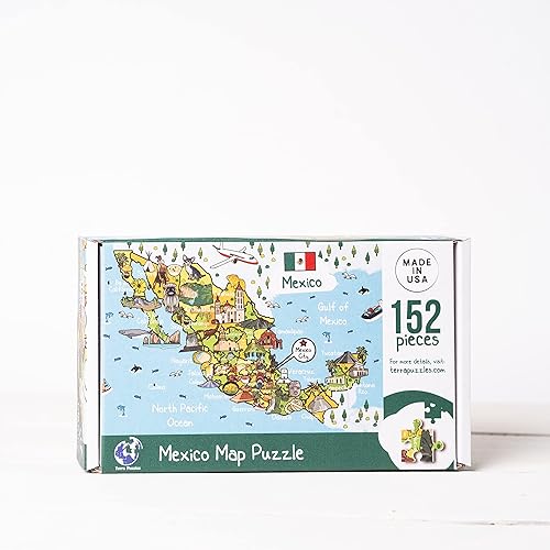 Rompecabezas de madera con mapa de México, 152 piezas, 15 x 10 pulgadas
