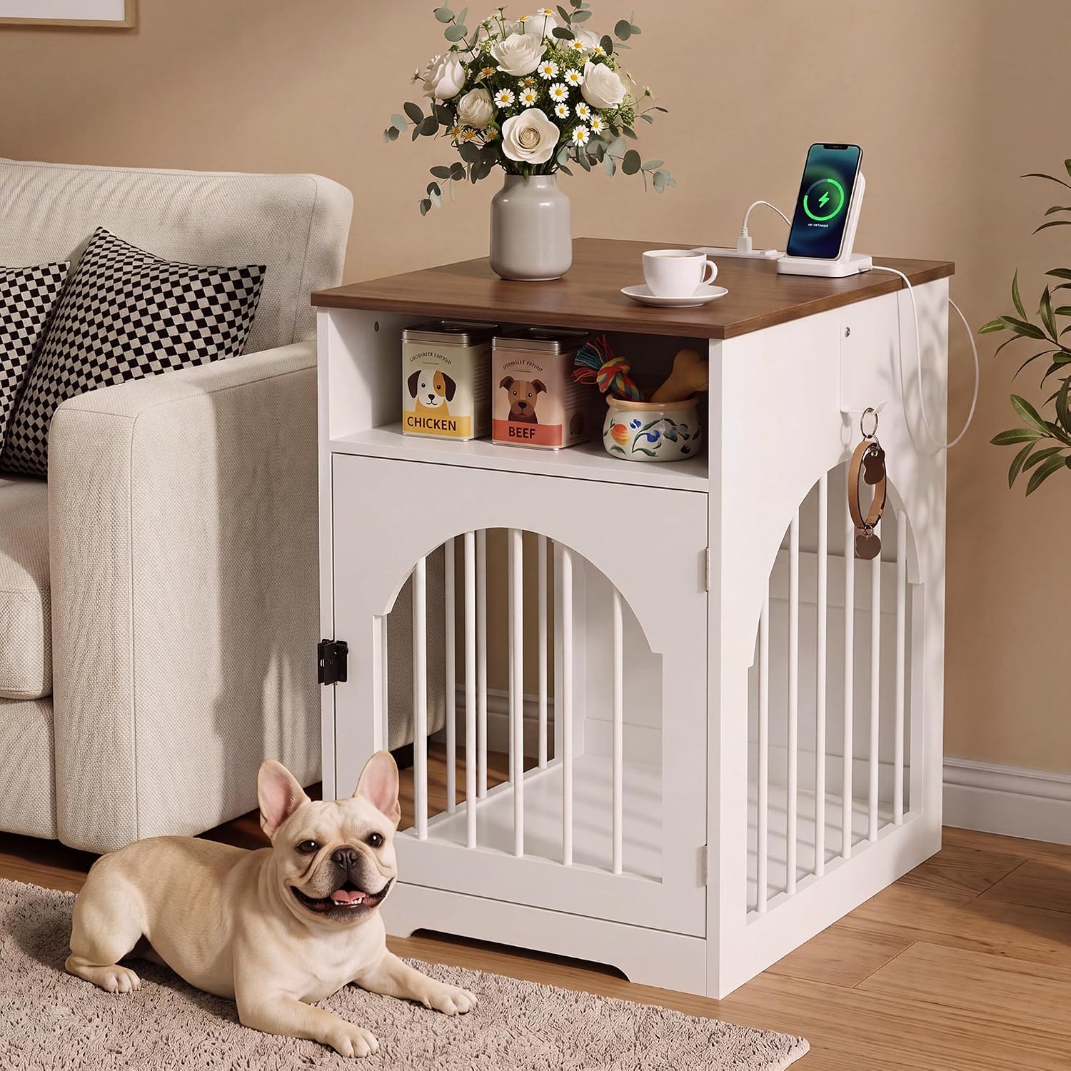 Seang 19" Dog Kennel Furniture Indoor, Dog Crate Table for Small Dogs