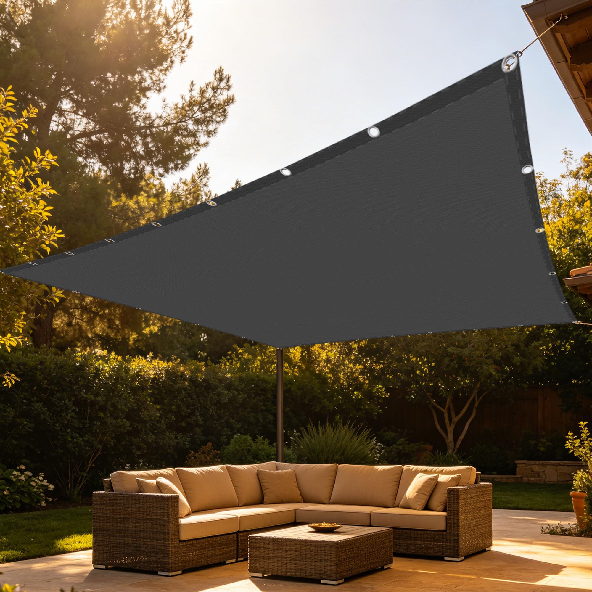 Voile d'ombrage imperméable et anti-UV 340x380 cm pour rester au sec