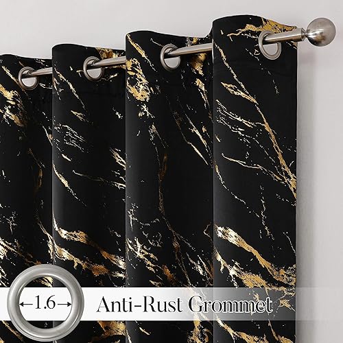 Miniatura 9 de WUBODTI Cortinas opacas de mármol blanco de 72 pulgadas de largo, 2 paneles, cortinas con aislamiento térmico y ojales metálicos con estampado de