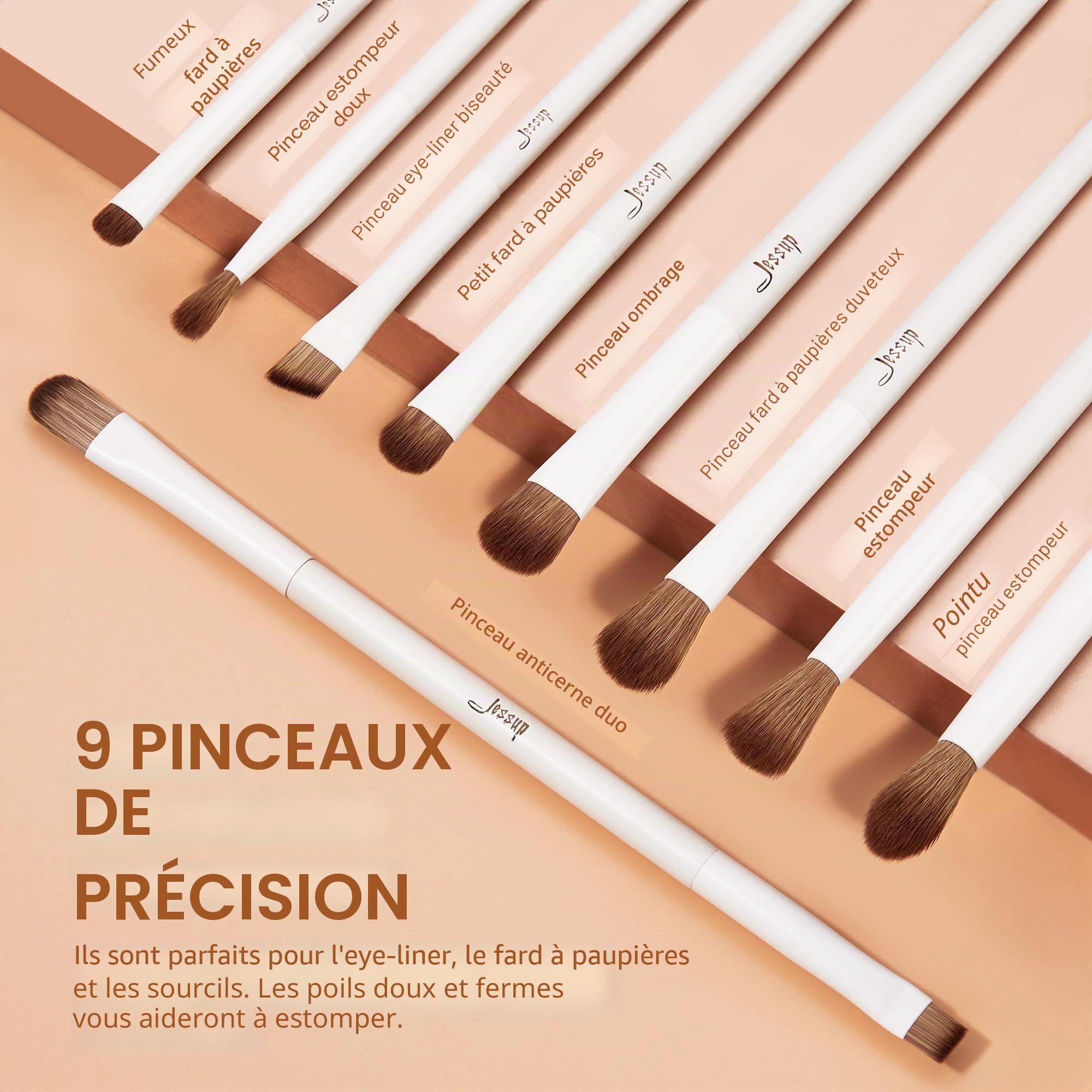 Jessup Pinceaux Maquillages 14pcs Set Pinceaux Maquillage Brosse Maquillage Pinceau Fond de Teint Poudre Contour Fard Paupières Surbrillance Blush Correcteu Sourcil Liner Cheveux Synthétiques T329