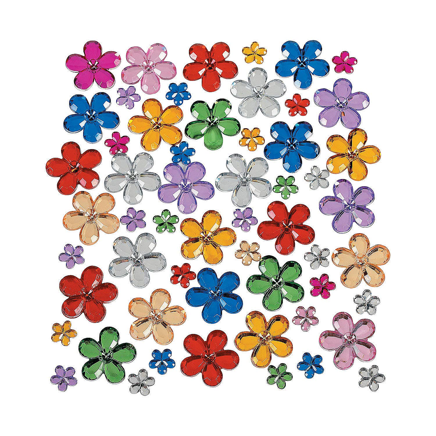 Flower Jewel Shapes - Bulk Set of 150 - DIY Crafts for Kids and Fun Home Activities