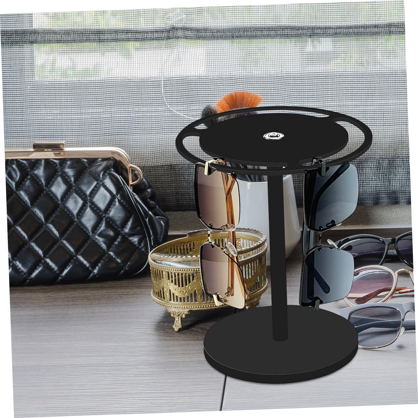 Eleganter Acryl Brillenständer mit 360° Drehung Brillenhalter und Sonnenbrillenhalter Organizer für Sommerurlaub Kompakt und Einfach zu Tragen