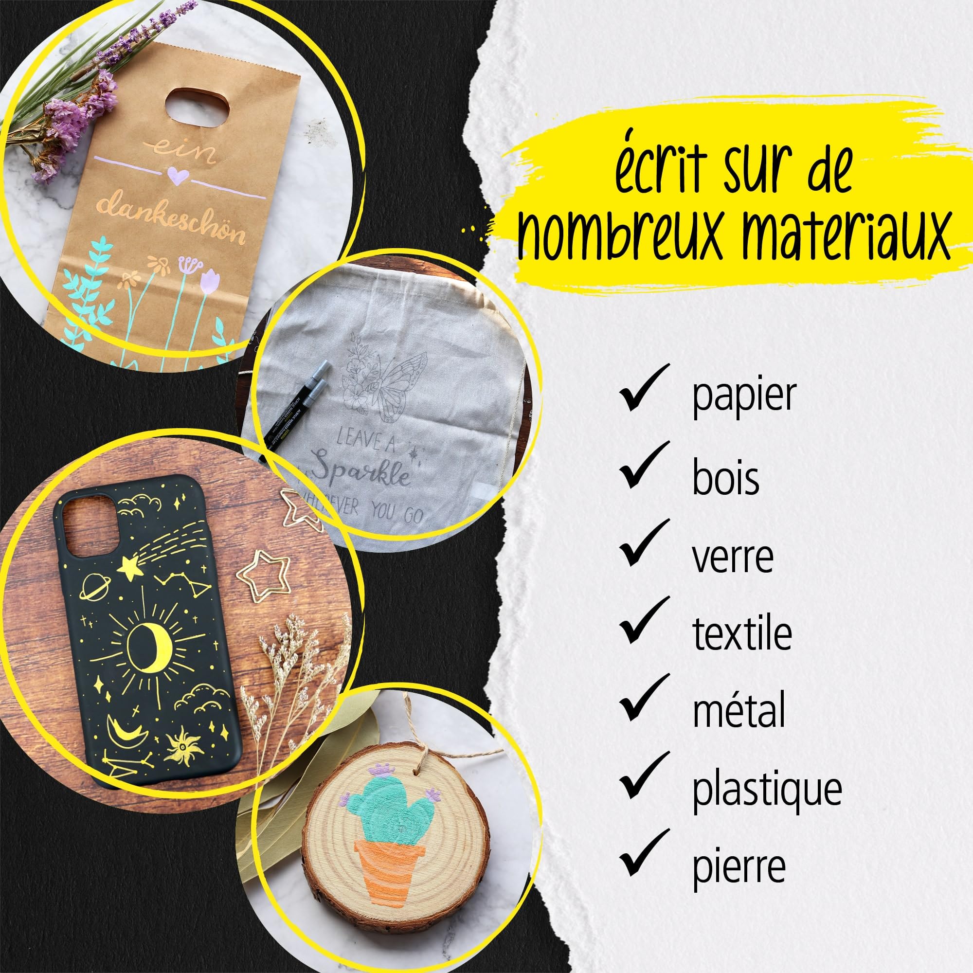 Lot De 6 Stylos Dorés Pour L'Écriture,Stylos À Peinture Métallisée