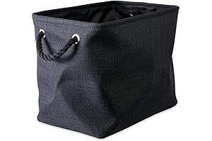 DII 8 Inch Wide Variegated Black Storage Bin with Cotton Handles