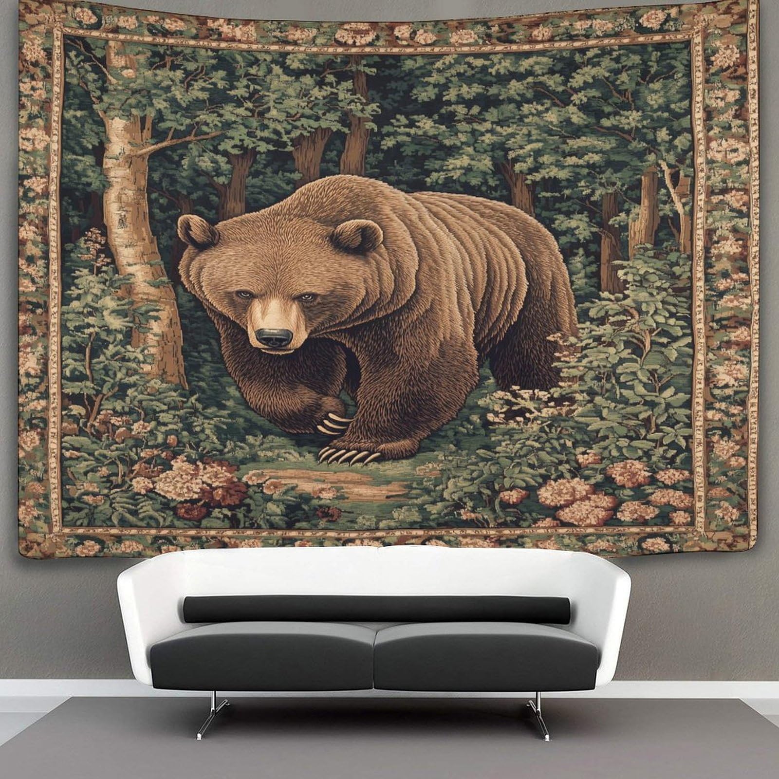 Kaiyun Style-11 Style Médiéval Tapestry Ours Grizzli Wall Hanging Tapestries For Bedroom Living Room Apartment Dorm Decorations Wall Art Decor 150Cmx200cm