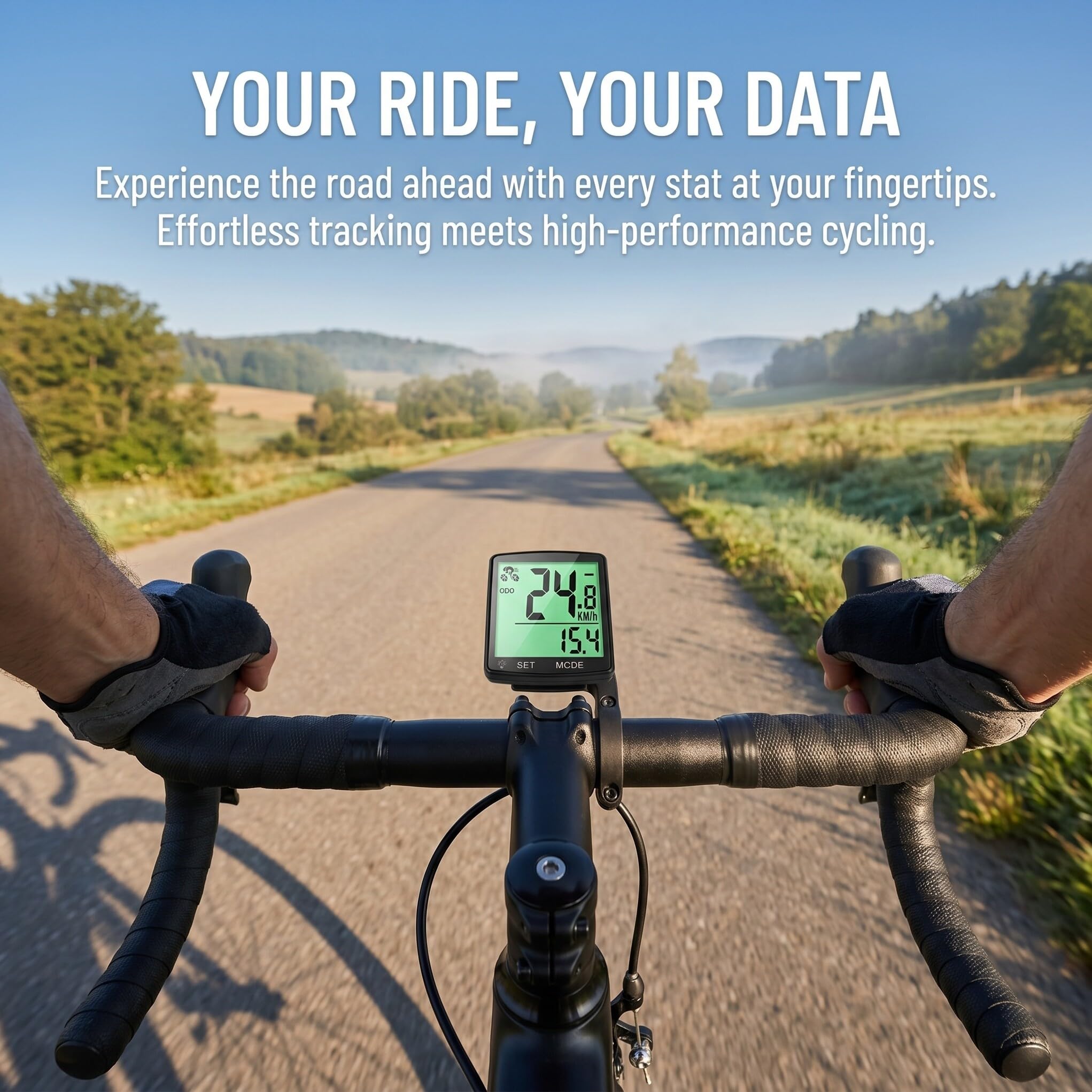 Housoutil Contachilometri per Bicicletta Wireless Compatto e Leggero in ABS e Pmma con Display LCD per Uso Ciclistico Nero