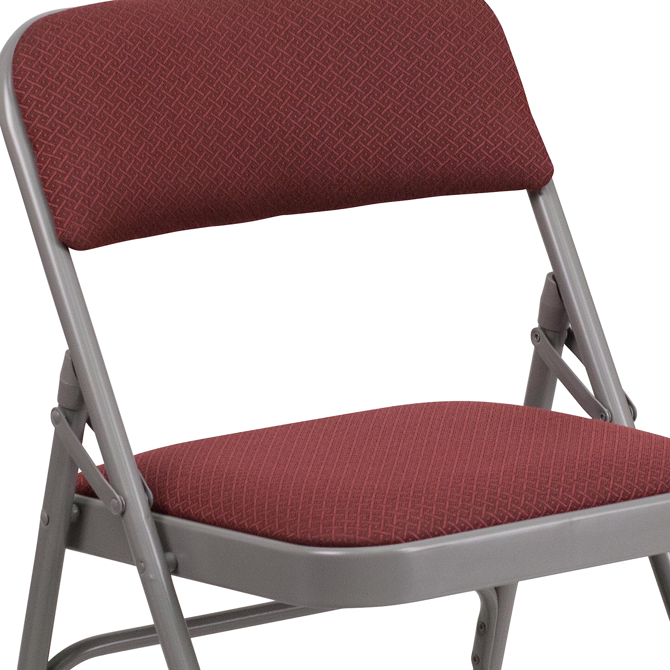 Flash Furniture Hercules Series Chaise Pliante incurvée à Triple Renfort et Double charnière en Tissu à Motif Bordeaux