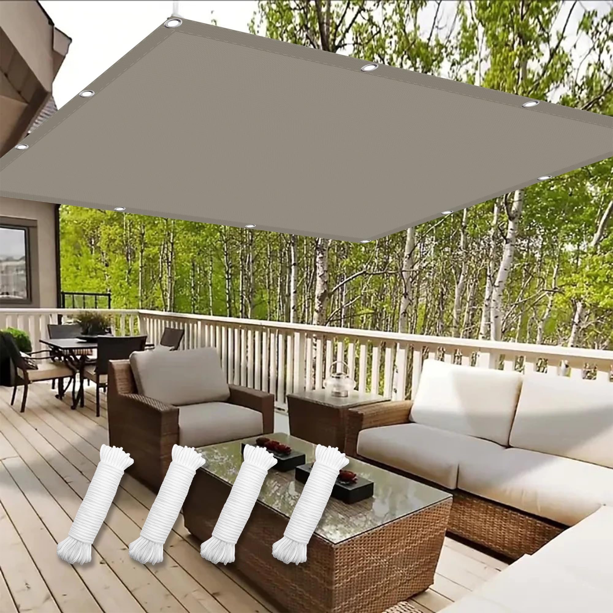 GJZQDKX UV Protection Shade Sail 2.8x2.8m - 98% UV Block, Weatherproof Canopy, Lightweight & Tear-Resistant for Patio, Balcony, Outdoor Use - Taupe