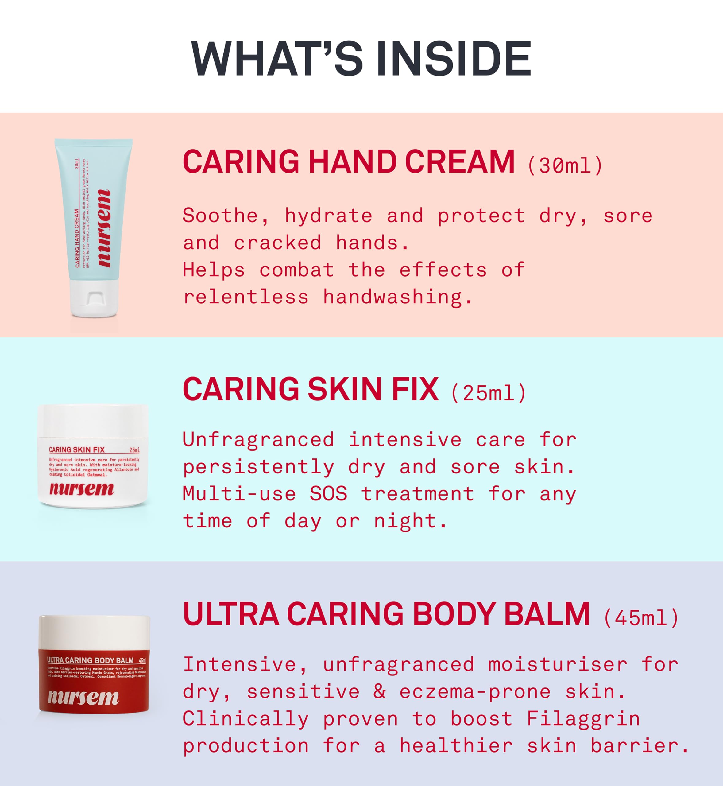 Nursem Skin Care Discovery Set - 3-Piece Hand Cream & Skin Care Kit for Dry Sensitive Skin, Clear - Image 3