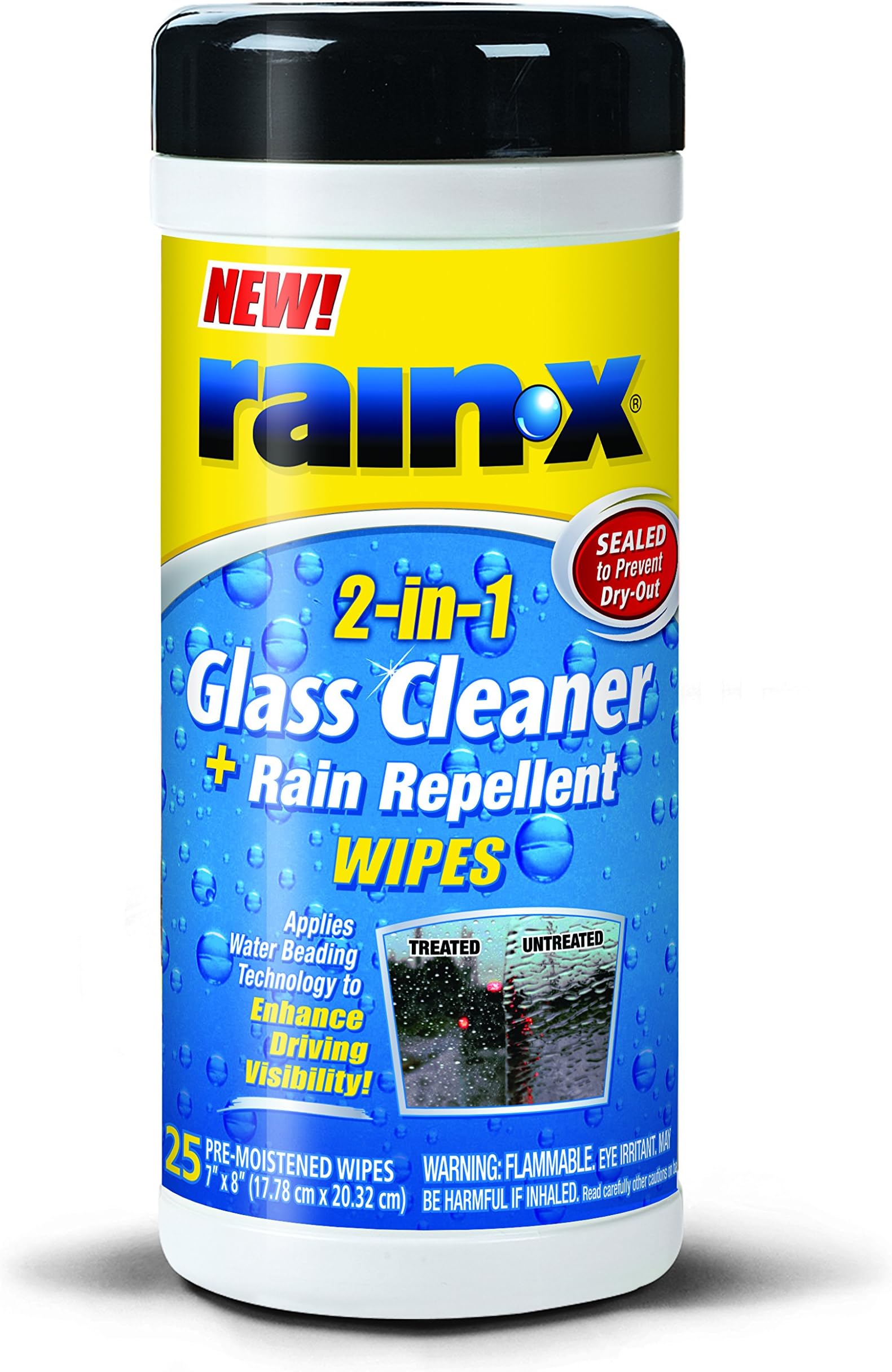Rain-X 630022-6PK 2-in-1 Glass Cleaner and Rain Repellent Wipes - 25 Count (Pack of 6)