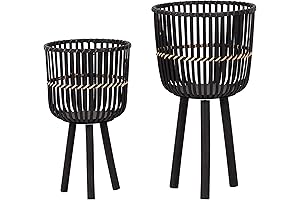 Sturdy Tri-Footed Bamboo Planter Set