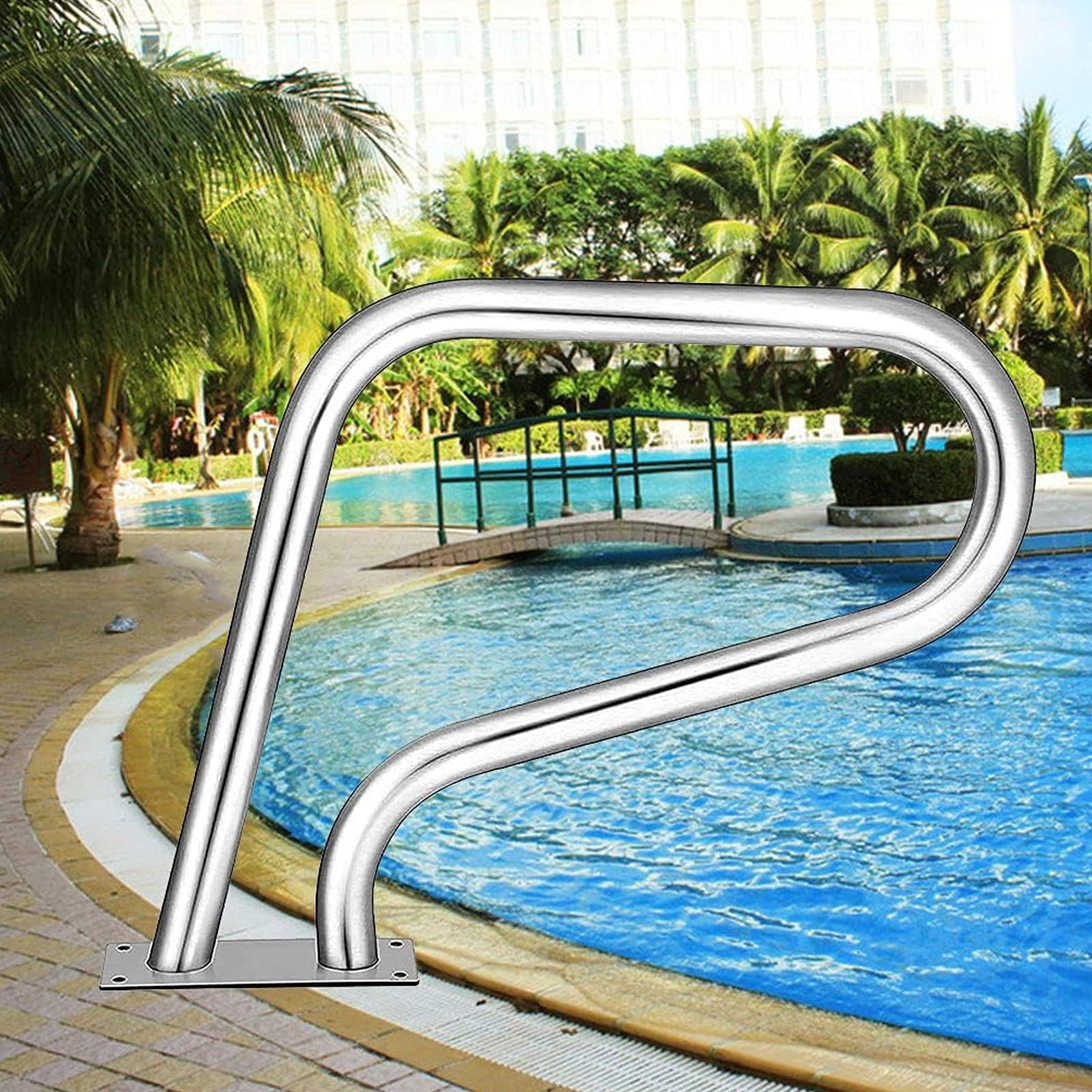Pool Handrail Swimming Pool Safety Hand Rail Pool Handrails, Swimming Pool Stair Rail, Ladder Step Handrail for Swimming Pool, Sloped Entry, Spa, Water Park