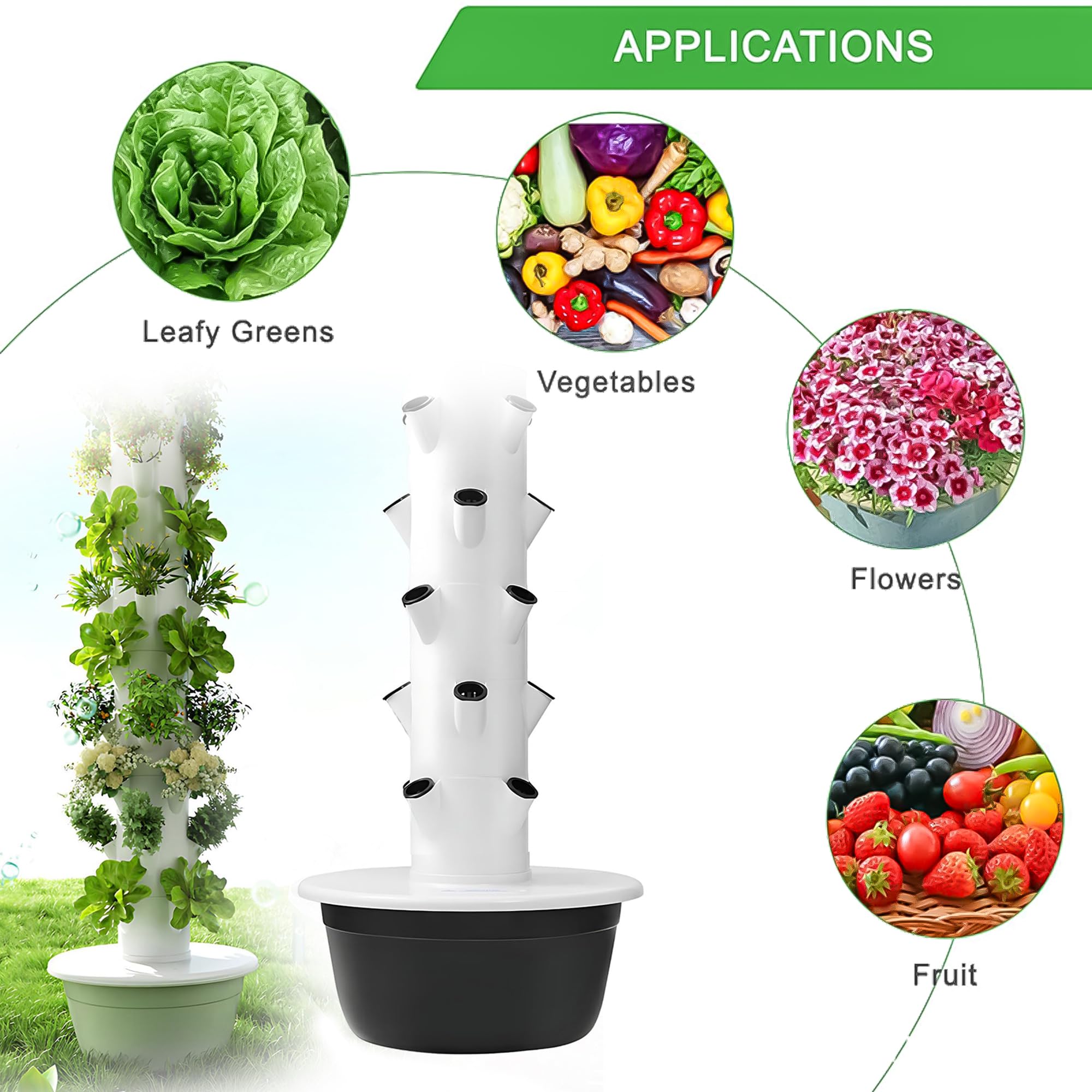 Sistema de cultivo hidropónico, kit de jardín vertical de hierbas para múltiples plantas, torre aeropónica sin suelo para cultivar lechuga, albahaca, fresas