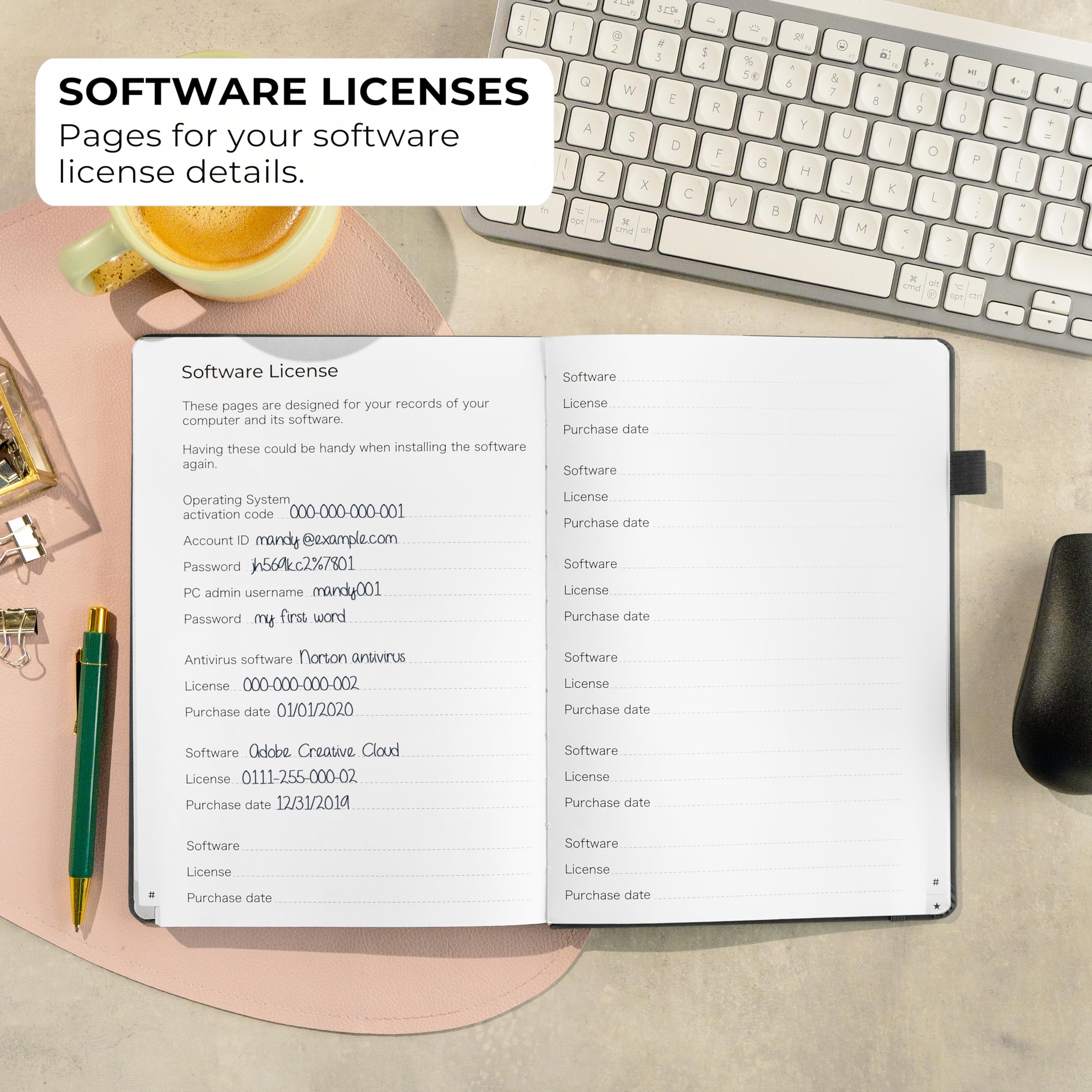 Clever Fox Libreta de contraseñas con pestañas. Organizador de direcciones de Internet y contraseñas con pestañas alfabéticas. Cuaderno de tamaño grande para inicios de sesión de computadora y sitio