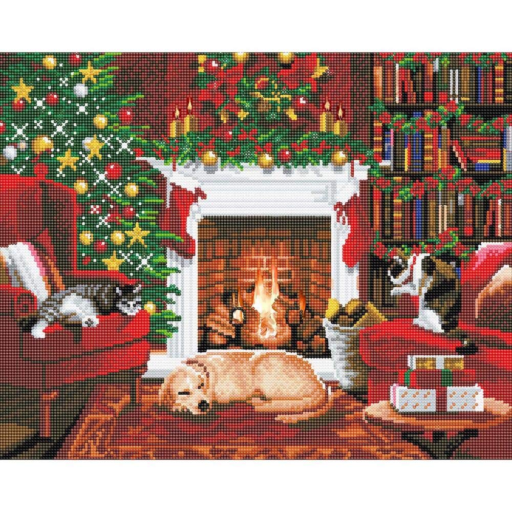 CAK-XLED15: Pets by The Fireplace 40x50 LED Crystal Art Kit (with Special Effects)