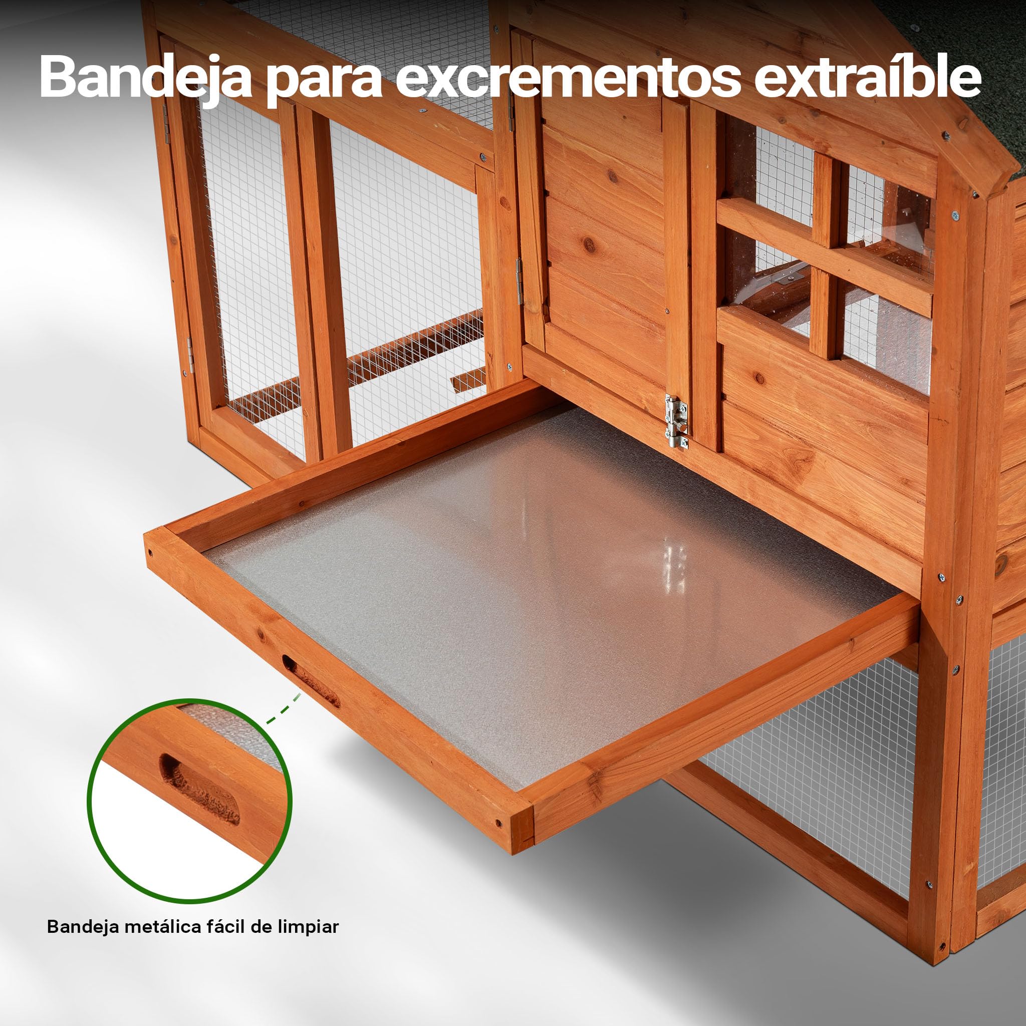 Conejera Jaula Conejos recinto Descubierto Zona Descubierta Corredor caseta Corral Madera Abeto