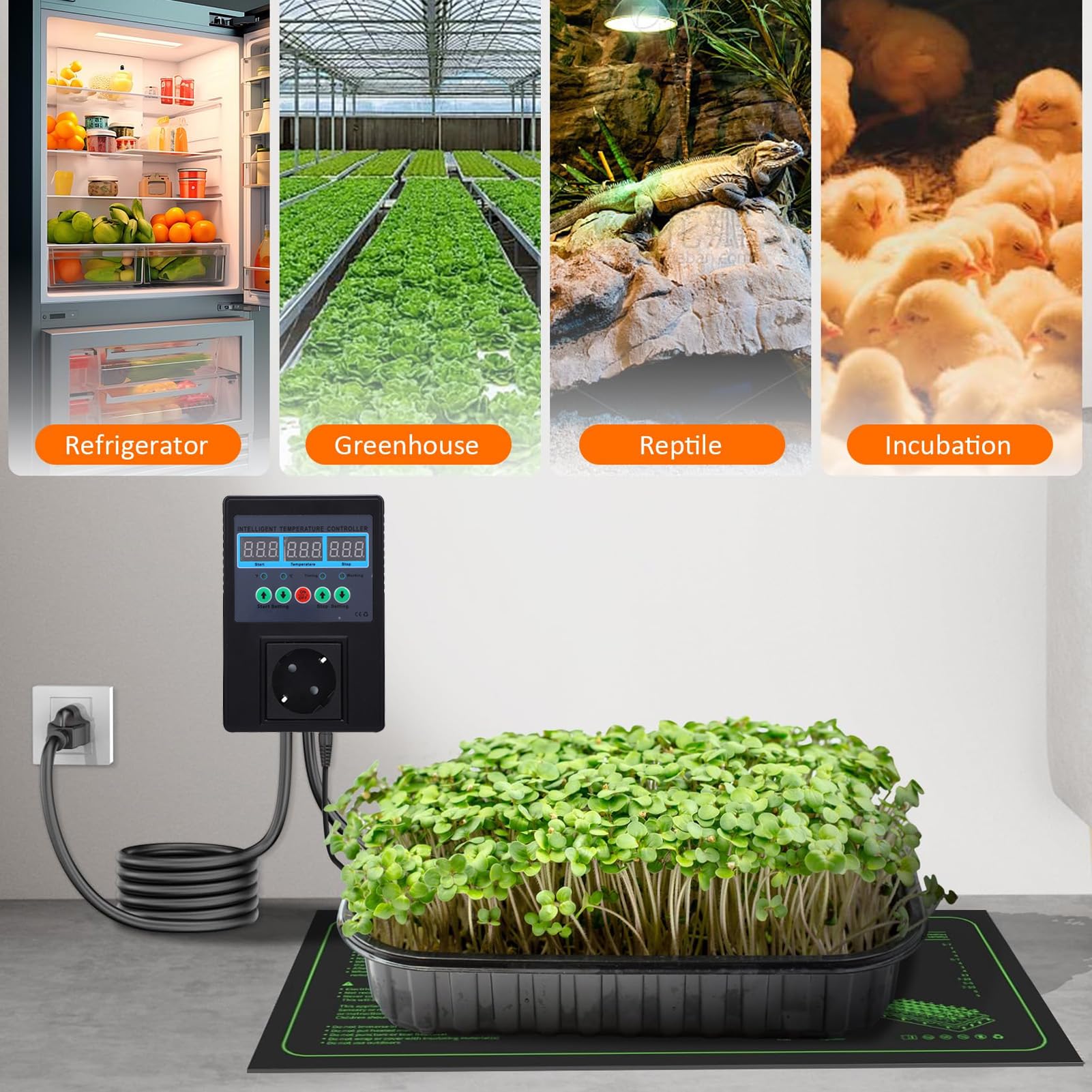 Ejoyous Regolatore di Temperatura Termostato Digitale per Riscaldamento ABS 15A 3300W 14F a 248F Interruttore di Uscita di Raffreddamento per Riscaldamento per Rettili Terrari Acquario Produzione di
