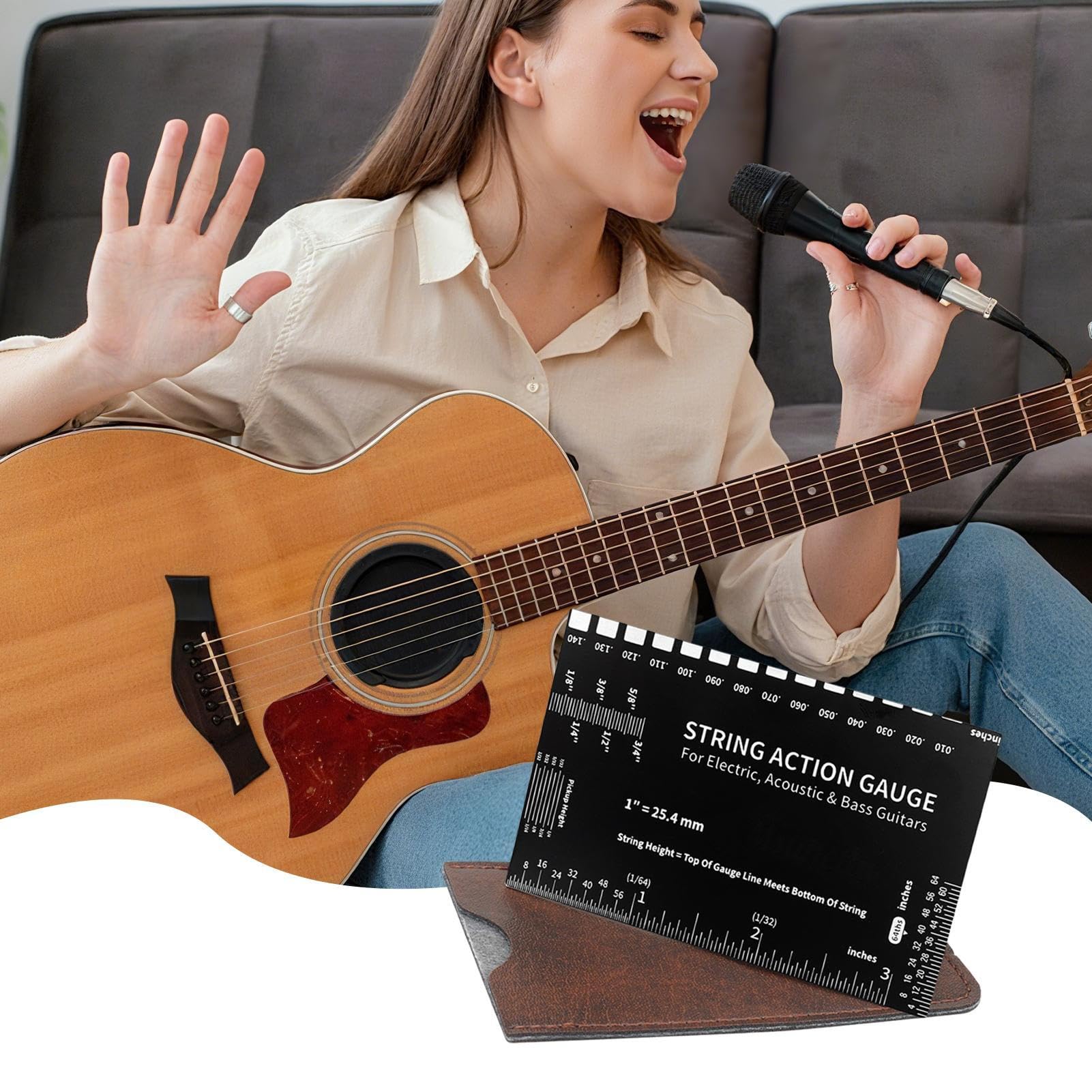 Przyrząd Do Pomiaru Strun Gitary Akcesoria do Regulacji Basów | Precyzyjny Przyrząd Pomiarowy Do Konserwacji W Domu Dla Lutników Instrumentów Elektrycznych I Basowej Podróży