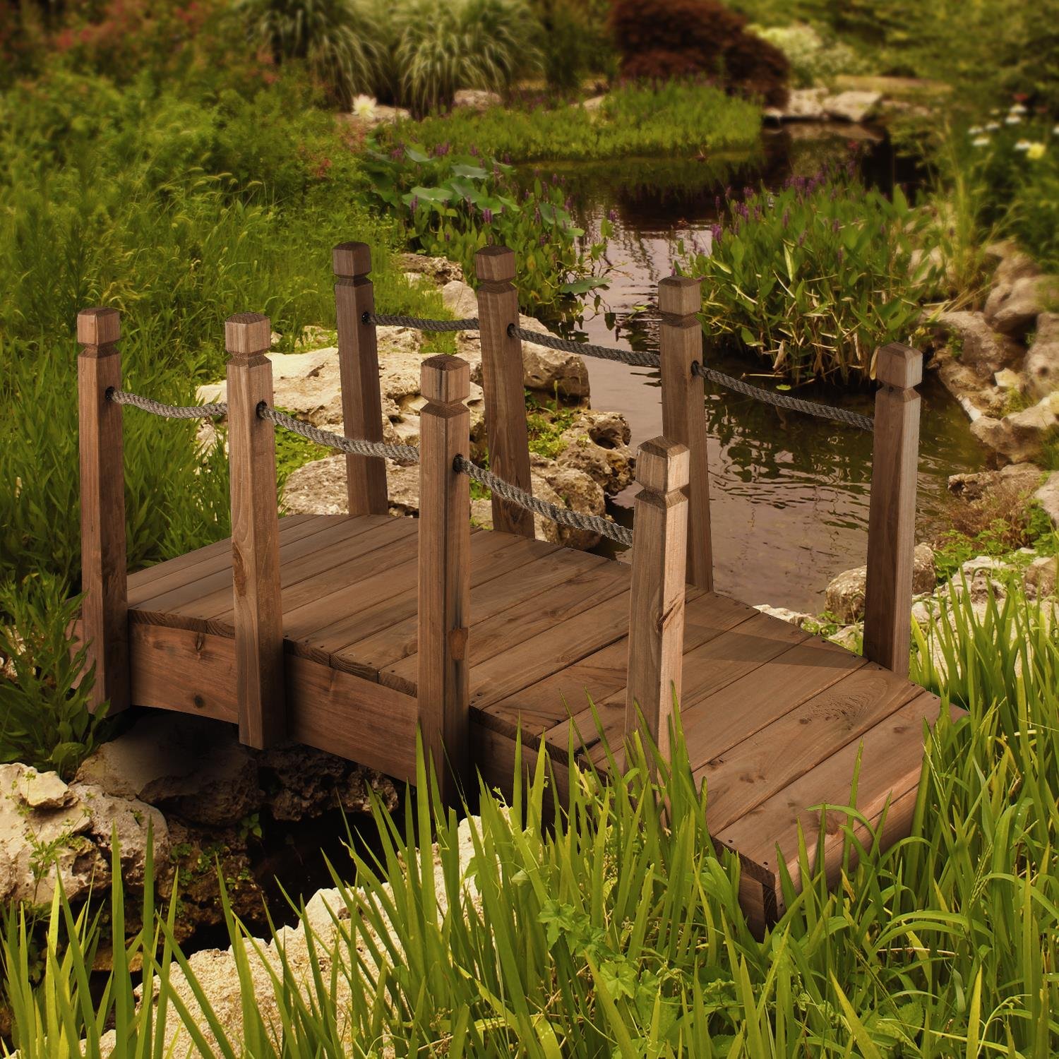 Blumfeldt Rialto Ponte da Giardino 58 x 58 x 122 cm Legno Massiccio Resistente Agenti Atmosferici