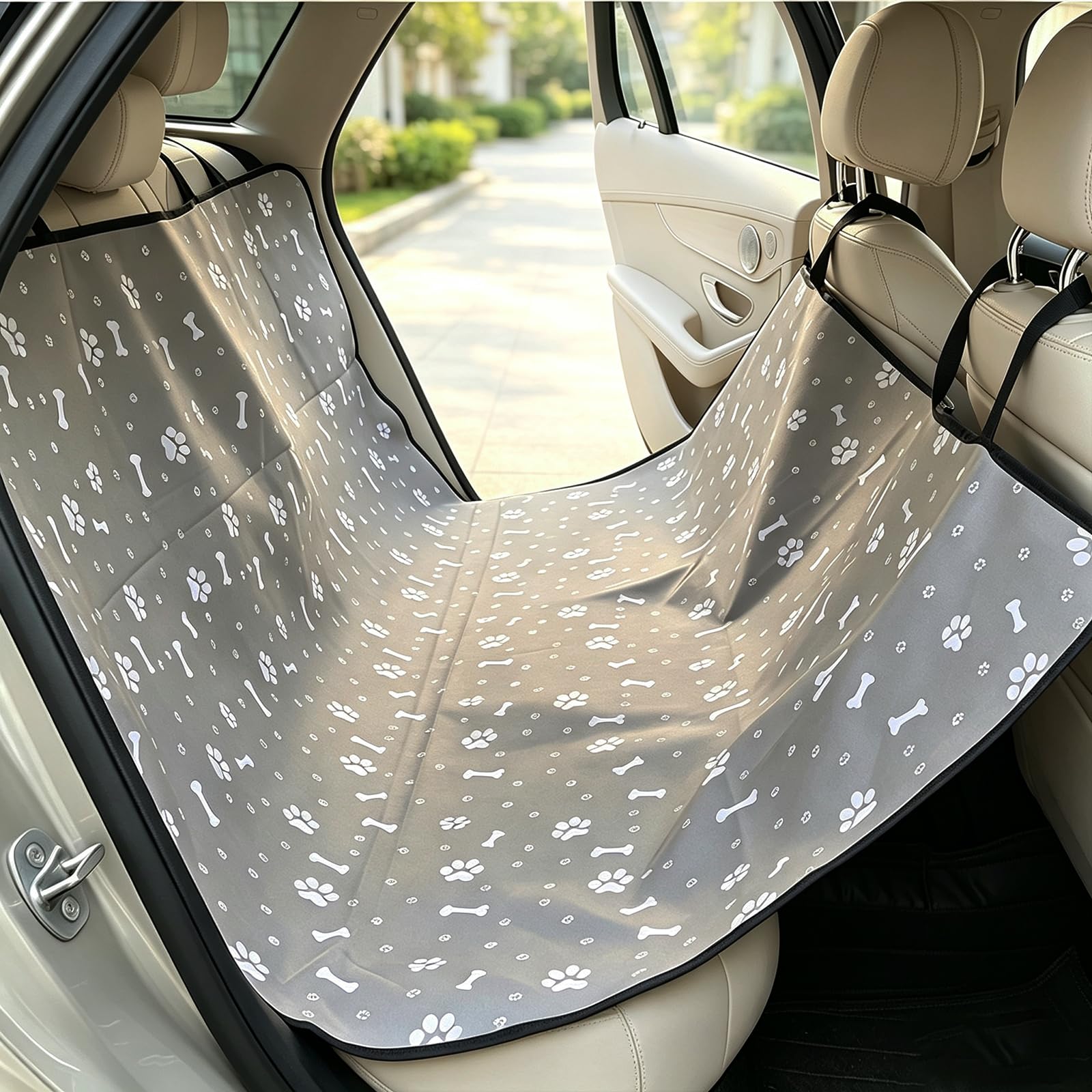 Funda Perro Coche, Protector Coche Perros Asiento Trasero, Funda Asiento Coche Perro Cubierta Impermeable de Tela Oxford para Asiento Trasero y Maletero