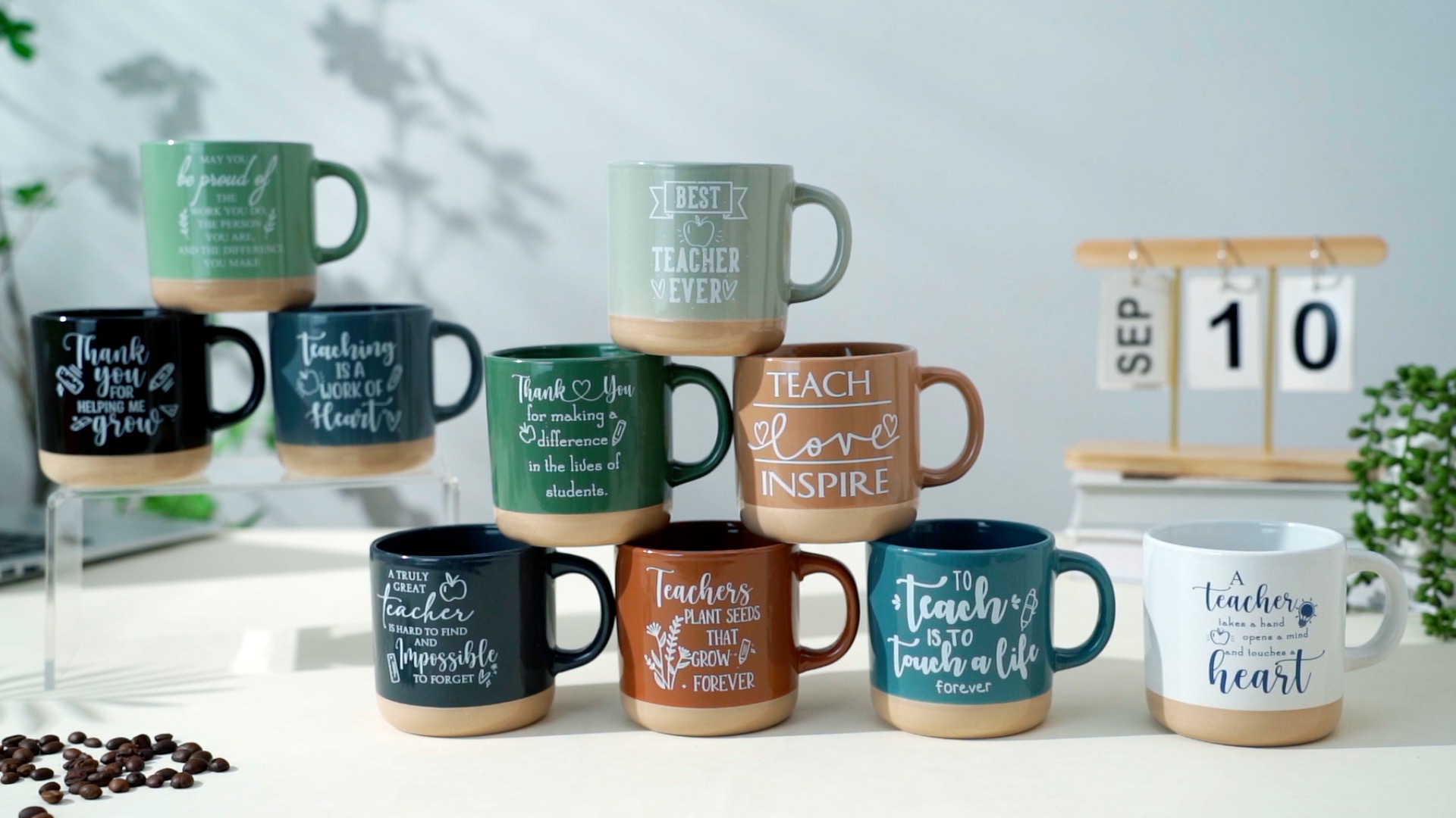 Set de 10 mugs de cerámica para maestros 13 oz miniatura 7