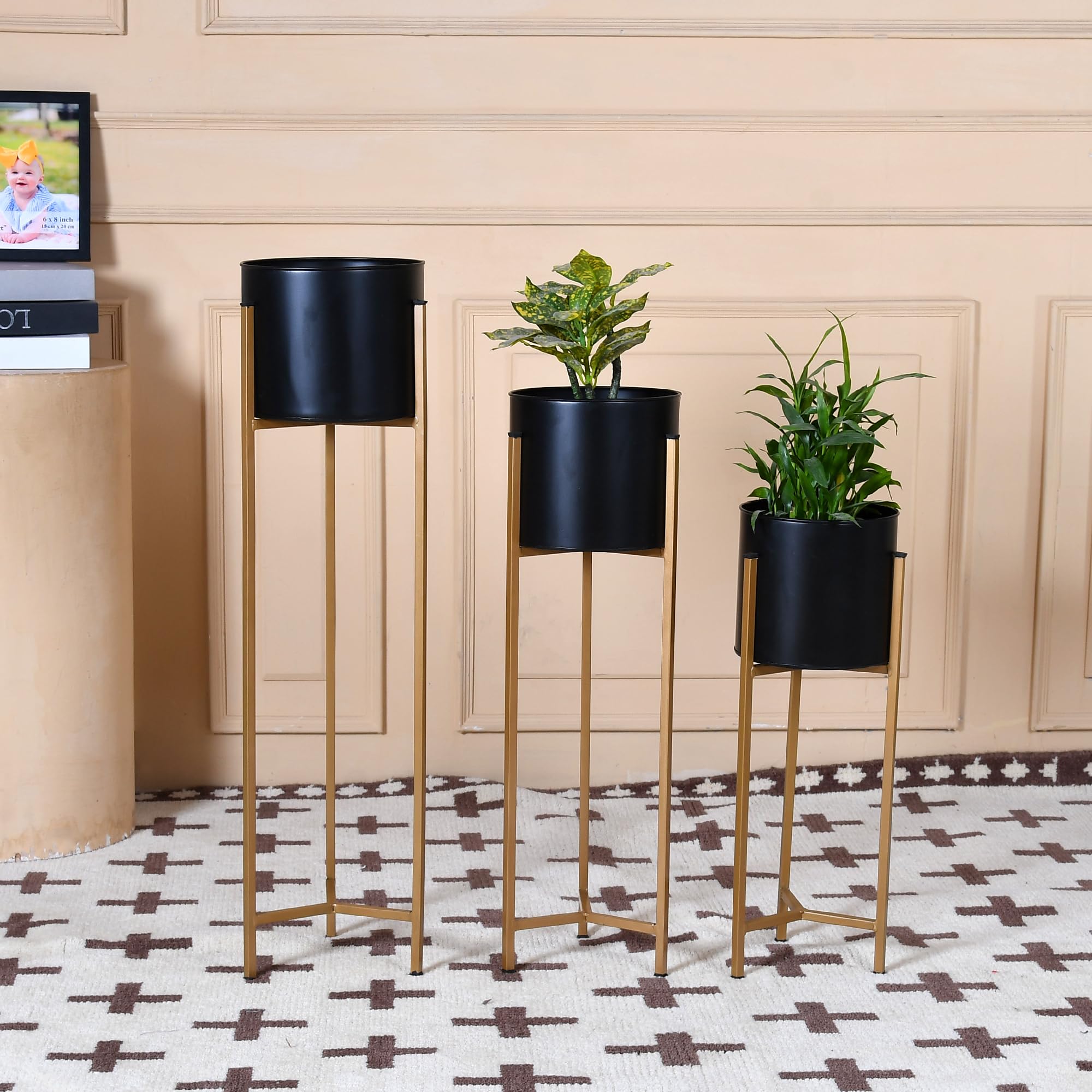 Kuber Industries Planter | Gamla Stand For Home | Plant Stand for Living Room | Planter Pot Stand for Outdoor | Plant Stand for Home | Metal Floor Tall Indoor Plant Stand | Set of 3 | Black (B0CV11NKZF) Amazon Price History, Amazon Price Tracker