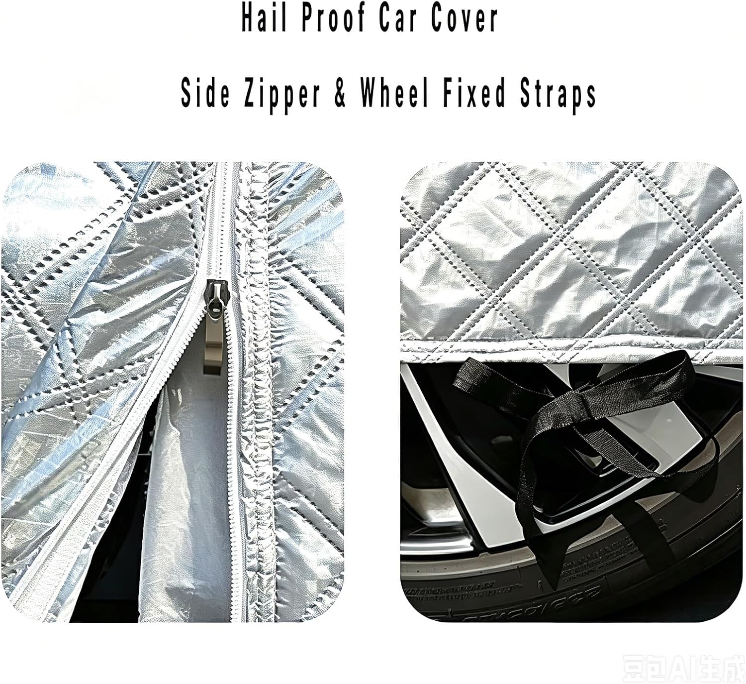 Heavy Duty Truck Cover for Ford Super Duty F-350 SuperCab8.0 2023-2026 | Oxford padding to block hail damage water sun snow all-weather barrier shields Built-in reflective safety stripes for Truck