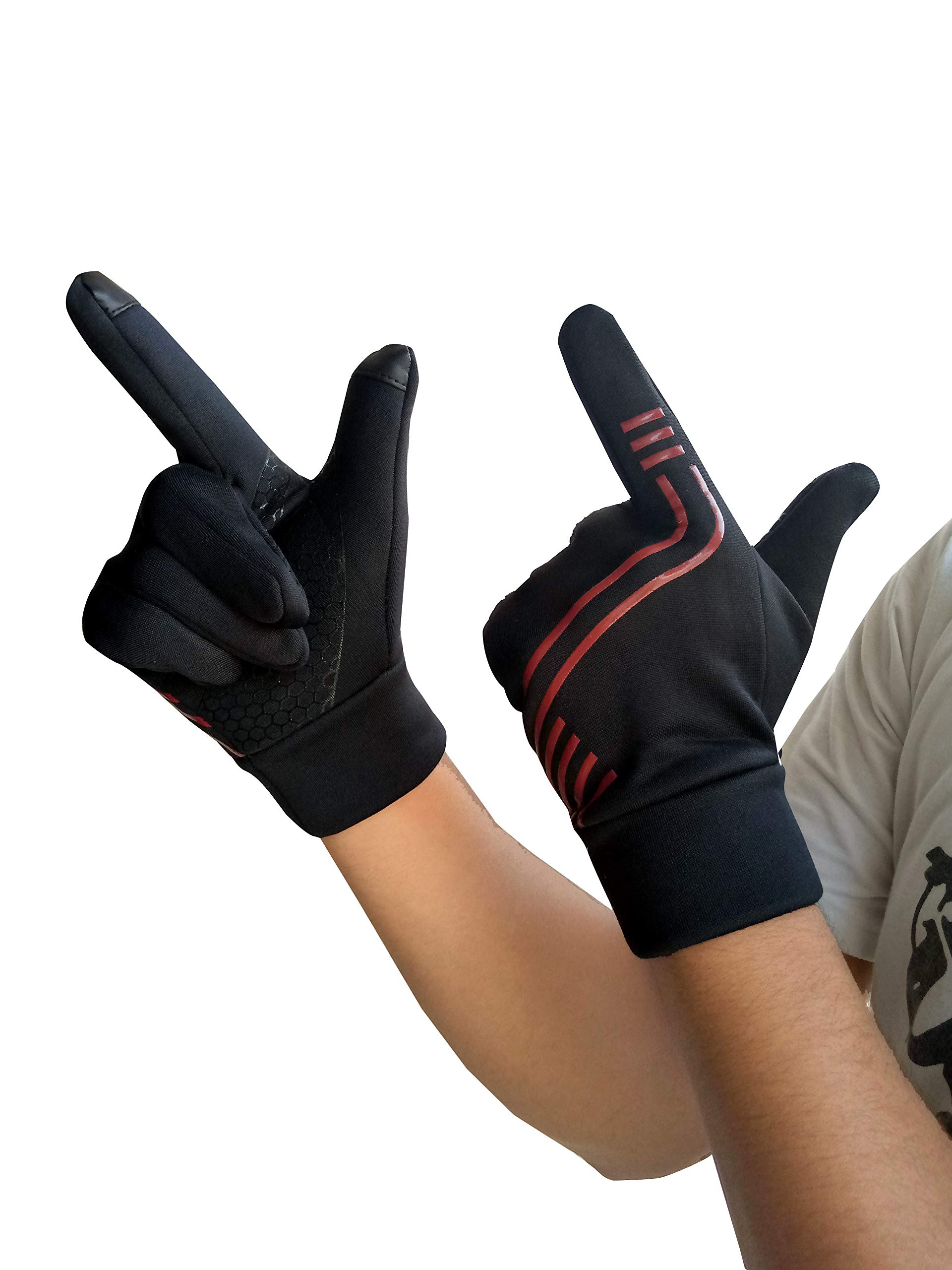 Full Finger Touchscreen Protective Gloves for Motor Cycle/Bike/Moto Cross/Outdoor Sports Bicycle Cycling/Racing/Driving/Riding, Neoprene, Lycra, Mesh and Microfiber (Free Size) (Red)