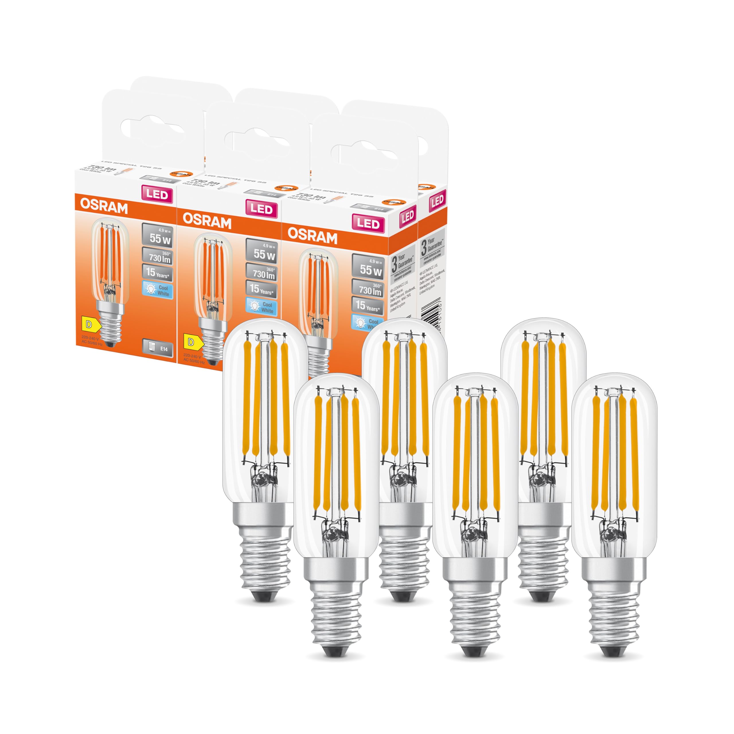 OSRAM SPECIAL T26 FIL 55 piccola lampada speciale LED con attacco E14, | , LED Lamps, 25.00 Millimetres dia, , confezione da 6