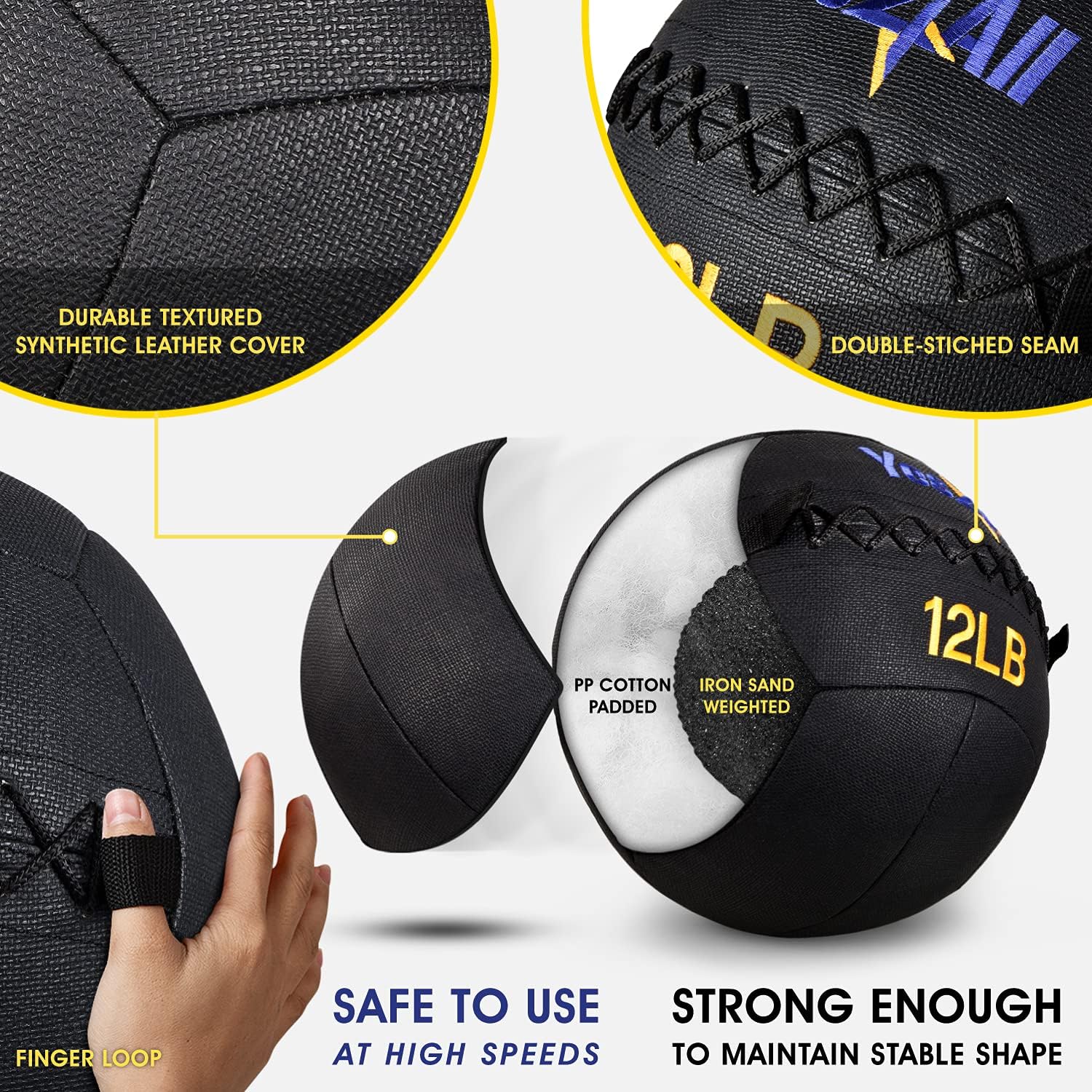 Yes4All 12 lb Wall Ball - Soft Medicine Ball/Wall Medicine Ball for Full Body Dynamic Exercises : Sports & Outdoors