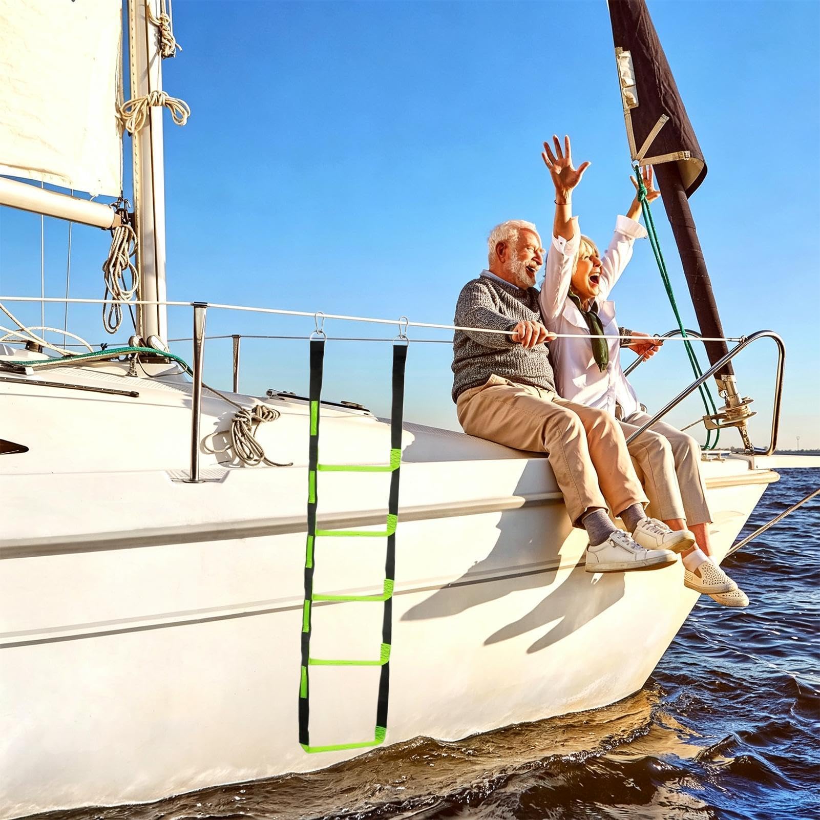 in corda per barca Scaletta portatile in corda per motoscafo con 5 gradini | per kayak Per Kayak Yacht Canoa Pesca All'Aperto Marina Nuoto Pontone Snorkeling
