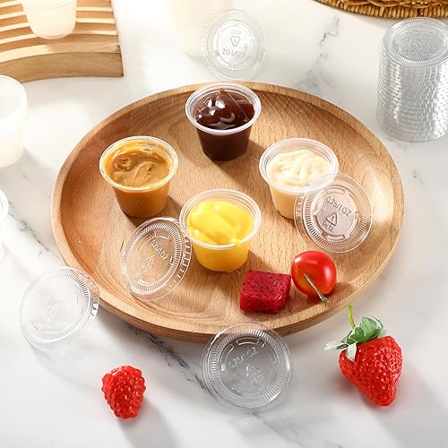 Miniatura 4 de Macarrie 1000 recipientes de 1 onza con tapas, tazas de porción de 1 onza desechables, tazas de soufflé, tazas de salsa, aderezos, recipientes de