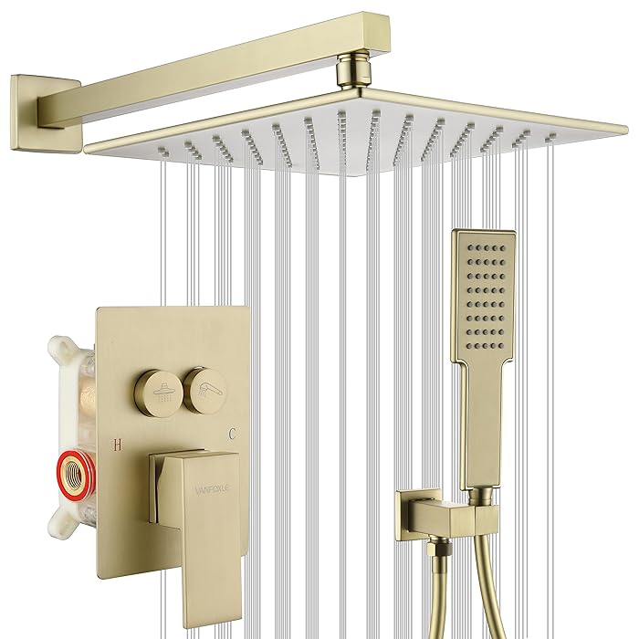 Buy PushButton Shower Faucet Set Brushed Gold Shower System with 10