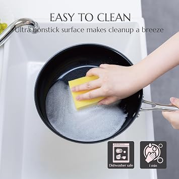 UUKRAVE Nonstick Ceramic Frying Pan Set, Healthy Ceramic Pan for Cooking with Stainless Steel Handle, Non-Toxic, PFAS/PTFE/PFOA-Free, Induction Compatible, Dishwasher & Oven Safe, 8/9.5/11