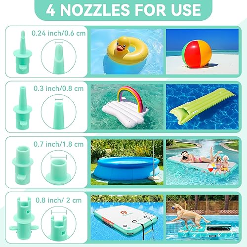 Miniatura 3 de FBSPORT Bomba de aire para alfombrilla inflable, bomba de aire eléctrica de 600 W con 4 boquillas, inflado portátil y rápido AC110-120V, adecuada