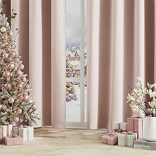 Cortinas opacas rosas de 72 pulgadas de largo para sala de estar, cortinas opacas de color rosa pálido para dormitorio, niñas, guardería, aislamiento térmico, paneles de cortina de lino texturizado