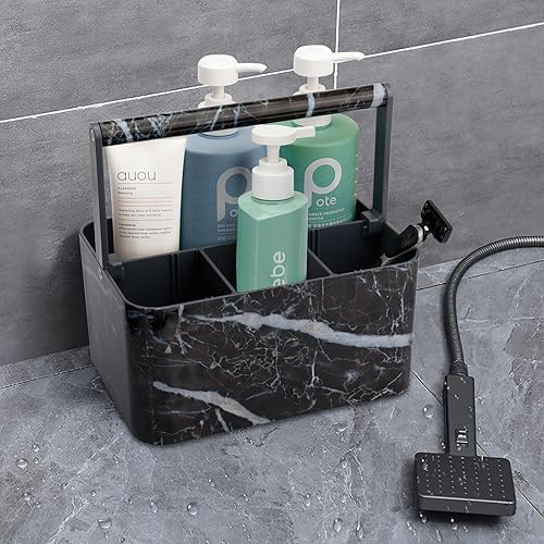 Miniatura 5 de BYUNER Organizador de ducha de plástico para dormitorio organizador de baño portátil para universidad con asa y divisor ajustable, cesta de ducha