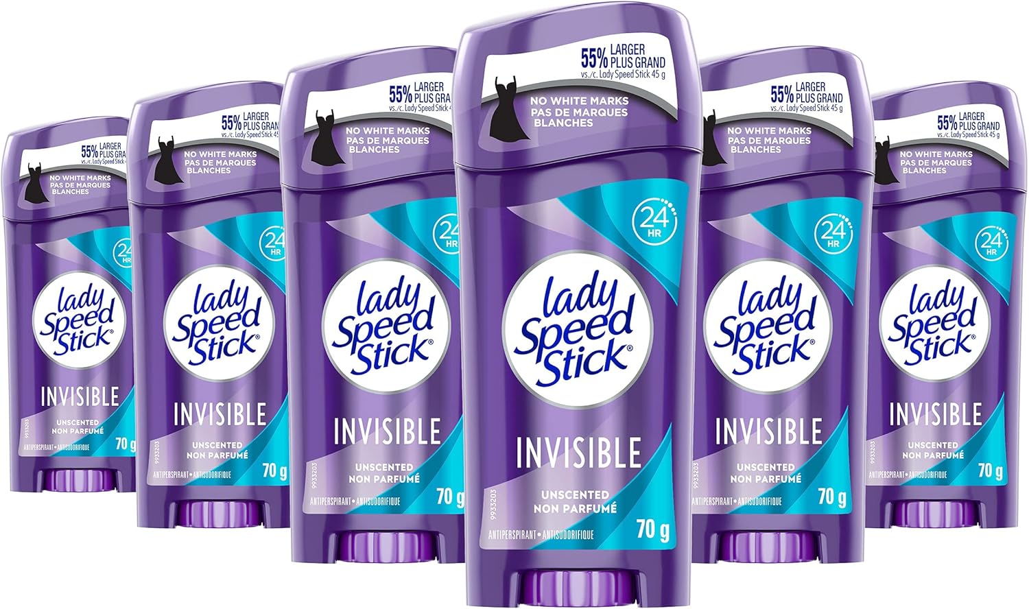 Lady Speed Stick Antiperspirant Deodorant, Invisible, Unscented, 70g
