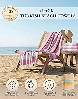 Vista 2 de LANE LINEN - Juego de 4 toallas de playa turcas, toallas de piscina prelavadas, extragrande, de secado rápido y sin arena, toalla de viaje