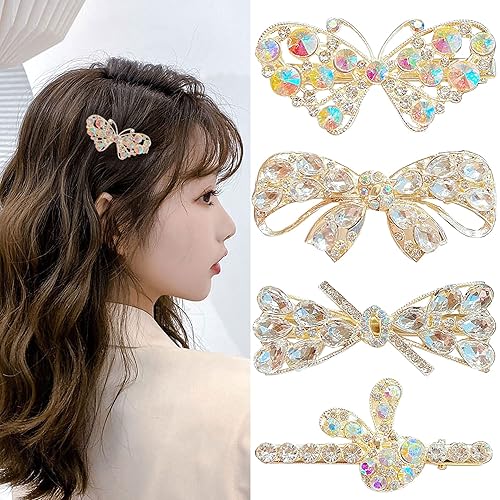 Bakores Pasadores para el cabello para mujeres y niñas a la moda con diamantes de imitación brillantes pinzas para el cabello pinzas para el cabello