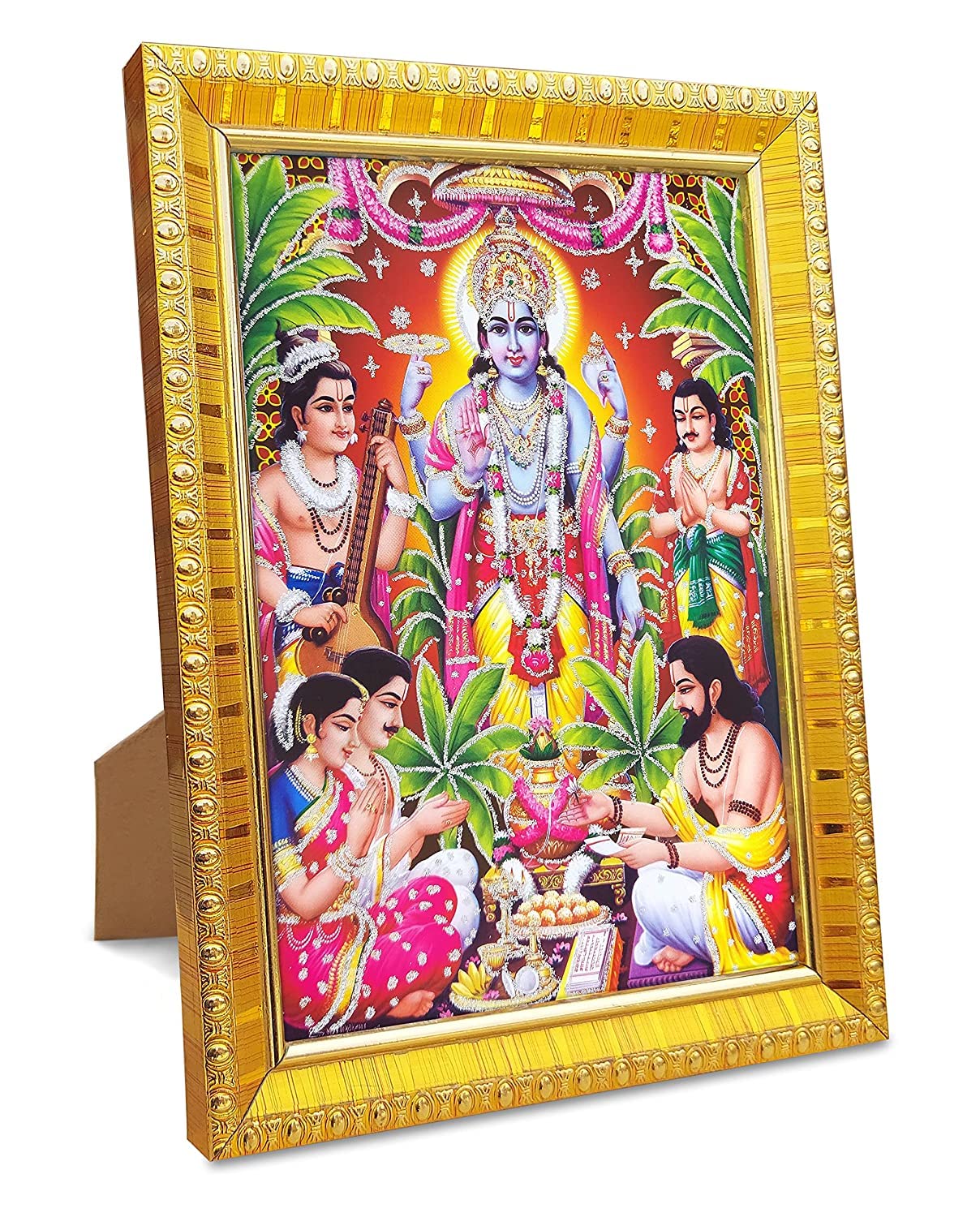 Cadre Satyanarayan Swamy Vishnu Avatar 15x20cm, cadeau de pendaison de crémaillère