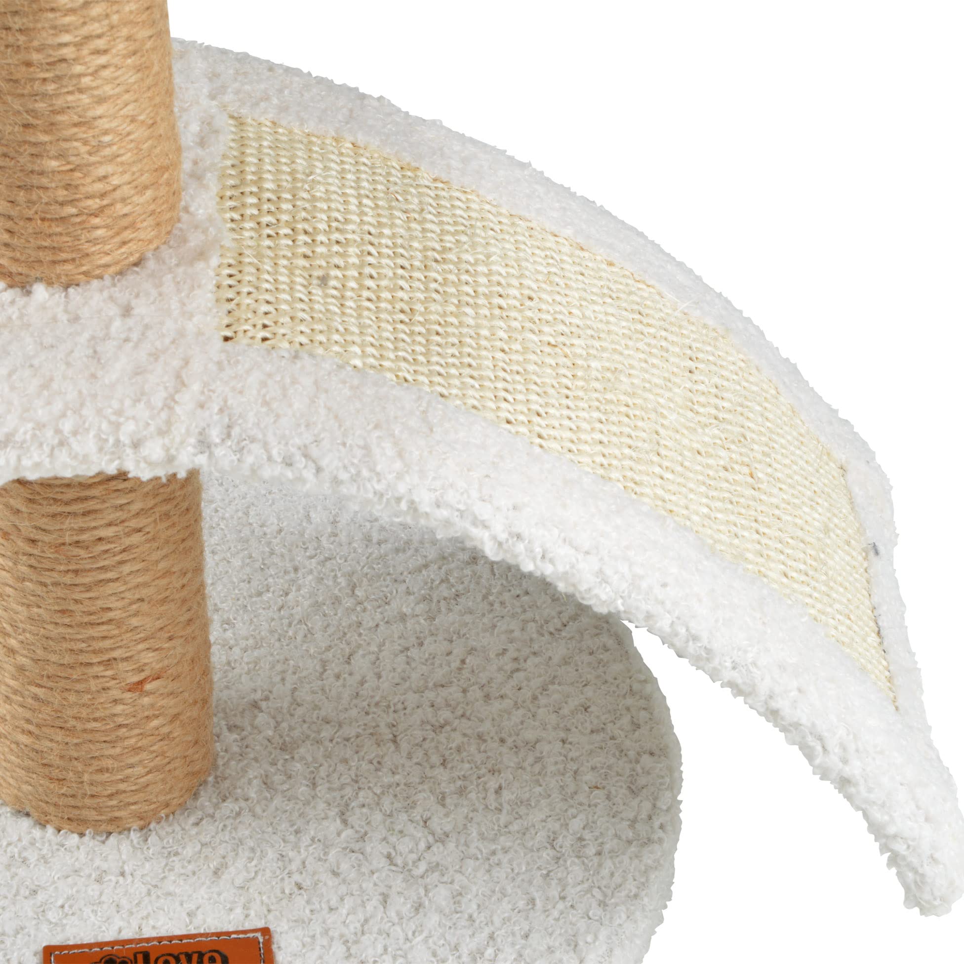 Wooly Cat Tree with Toy and Scratching Post 30 x 40 cm Ecru - Image 3
