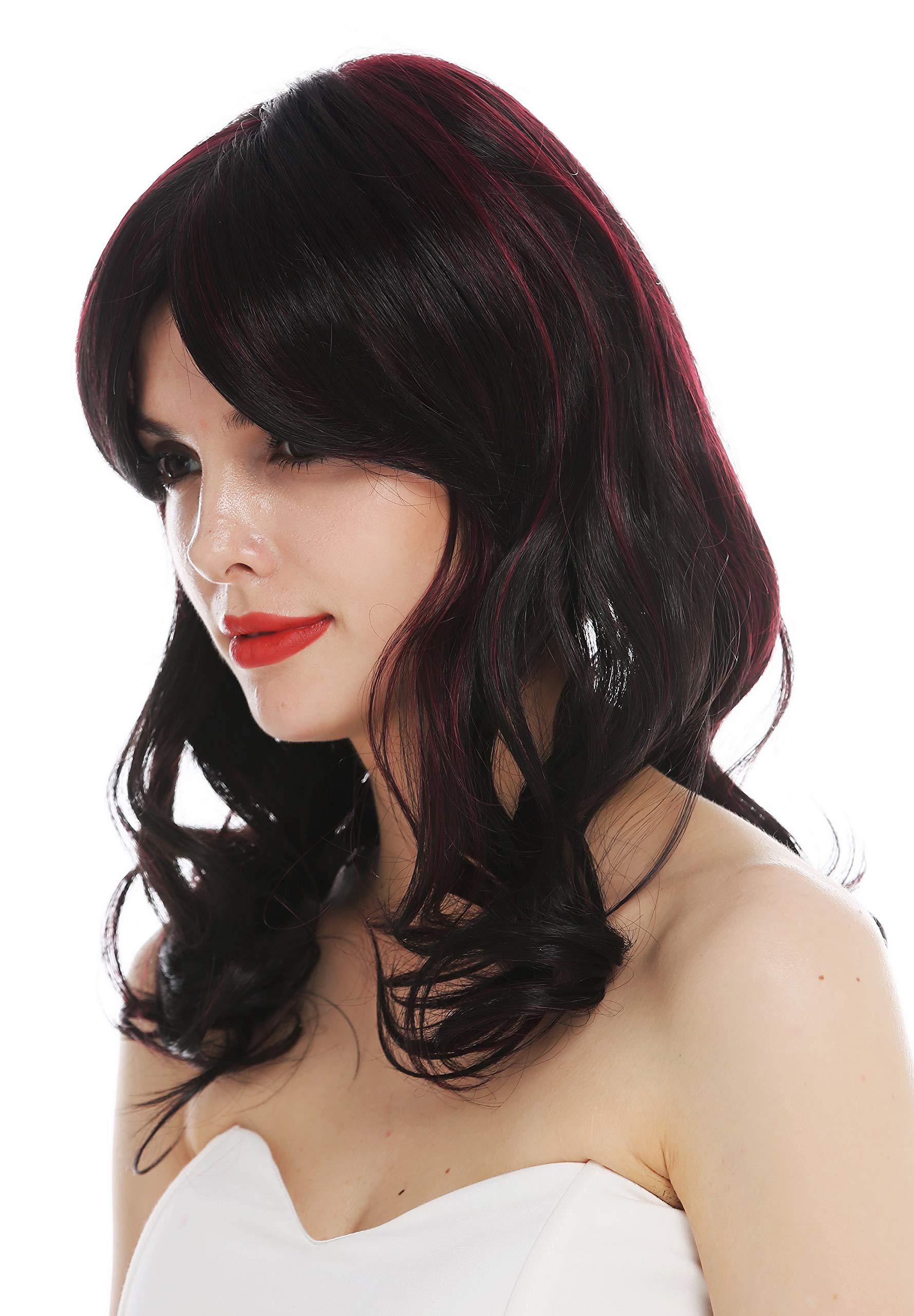 WIG ME UP - TYM-493-MT-2H39 wig women's wig monofilament long wavy slightly curled parting black brown highlights red - Image 2