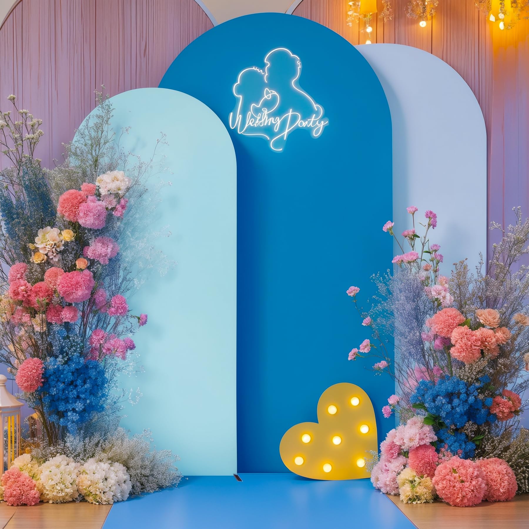 Blue Arch Backdrop Cover Set of 3 Blue Arch Cover 6FT 6.6FT 7.2FT Wedding Baby Shower Party Arch Covers Stretchy Backdrop Birthday Arch Stand Cover