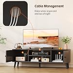 Mexin TV Stand for 55 60 Inch TV, Entertainment Center with Storage, TV Console Bench with 2 Cabinets 4 Cord Holes for Living Room Bedroom - Black